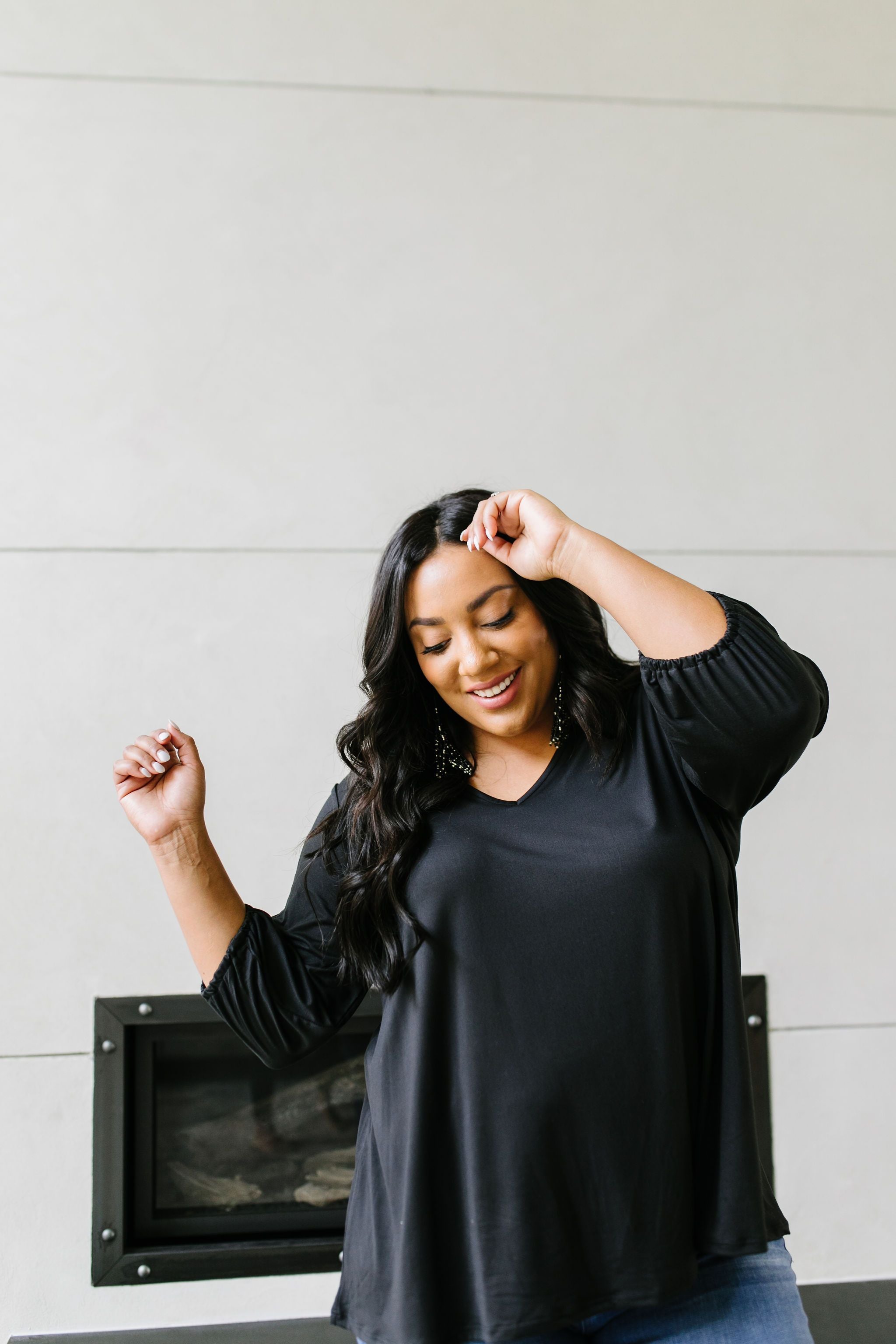 Lickity Split Sleeve Blouse In Black