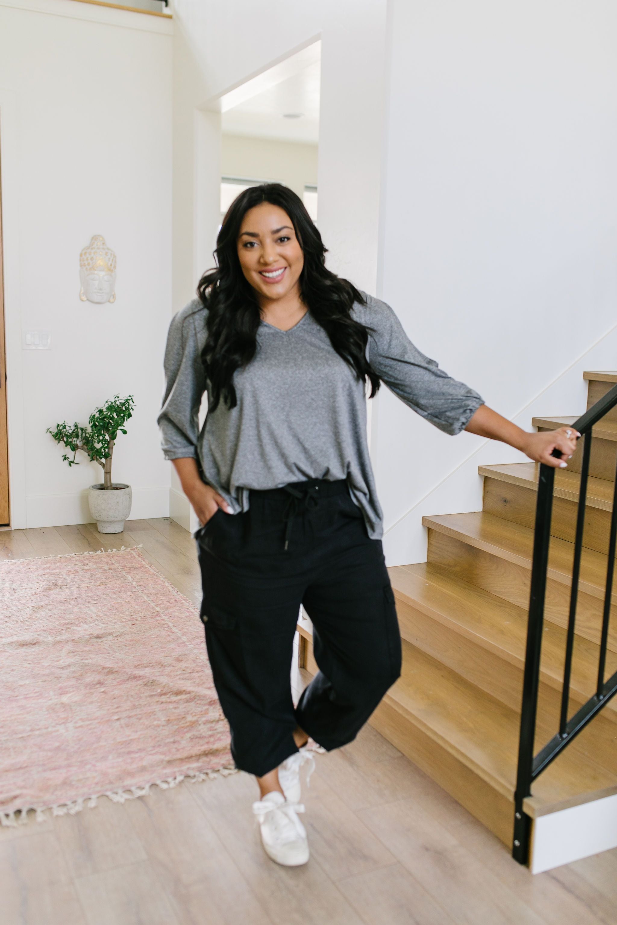 Lickity Split Sleeve Blouse In Heather Gray