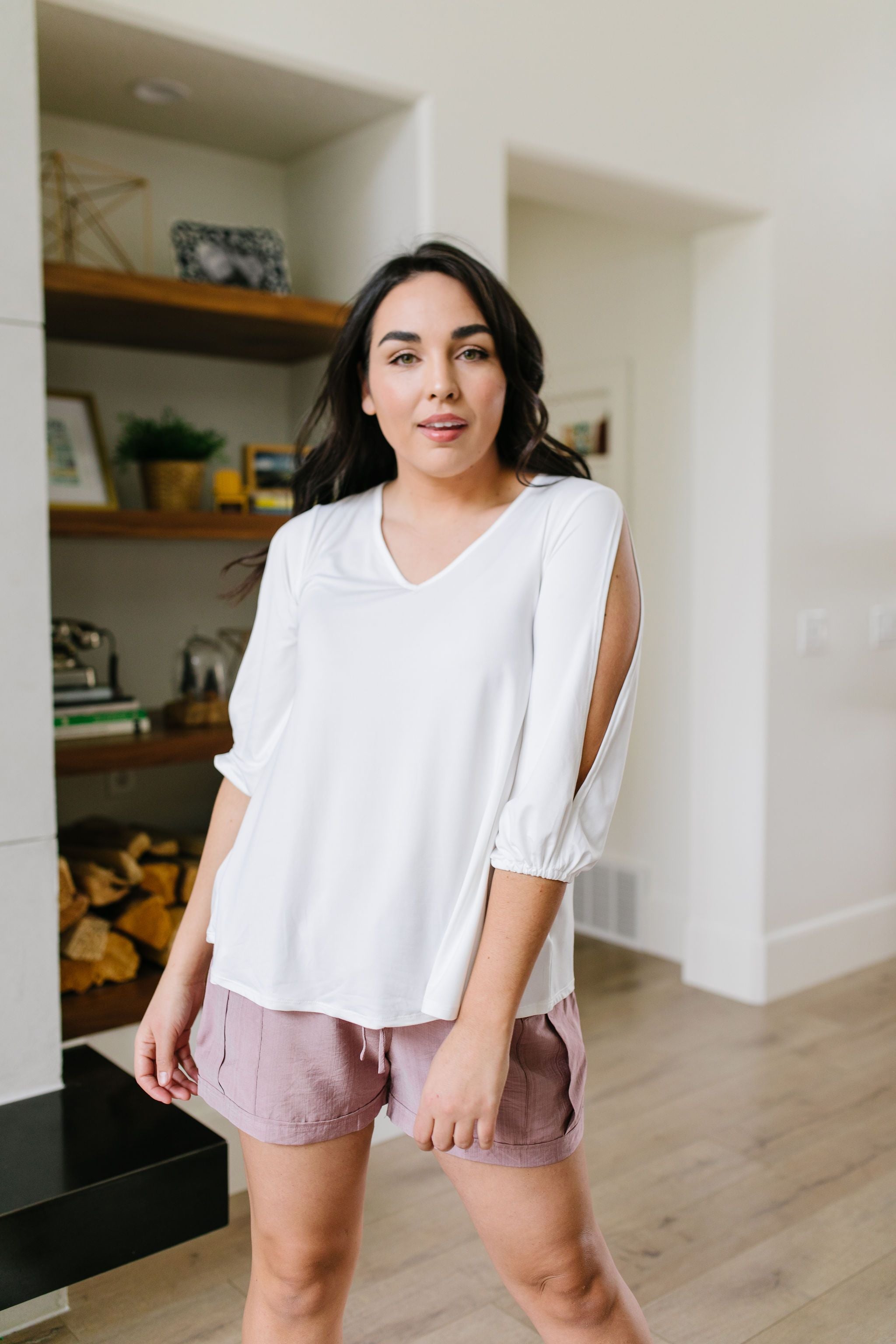 Lickity Split Sleeve Blouse In Ivory