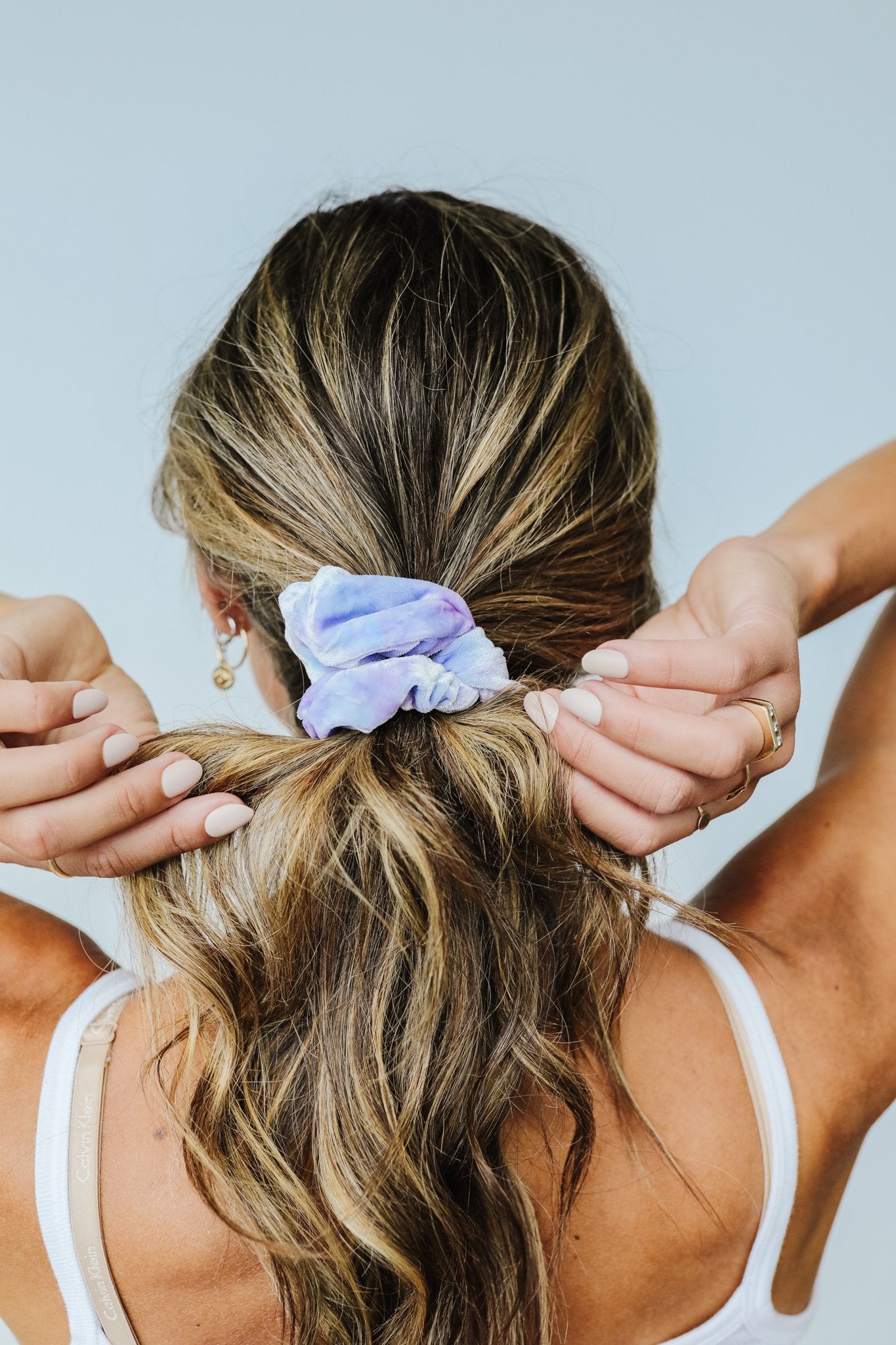 Life Saver Velvet Scrunchie In Blue