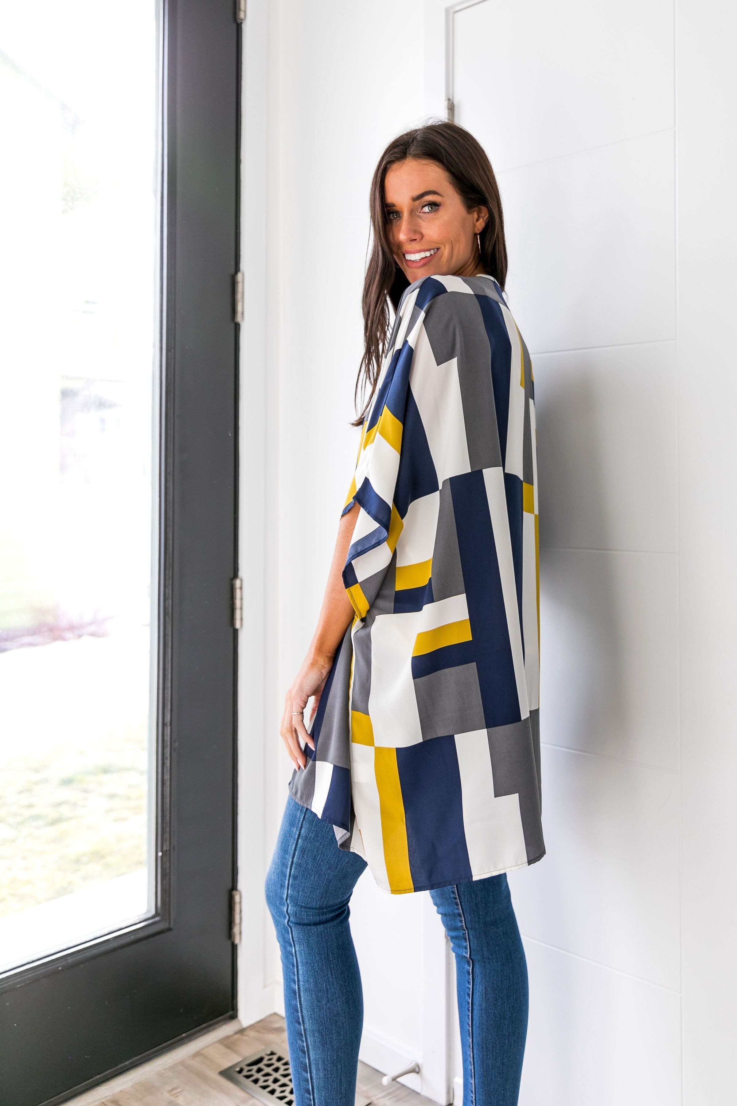 Lightweight Modern Art Color Block Cardigan