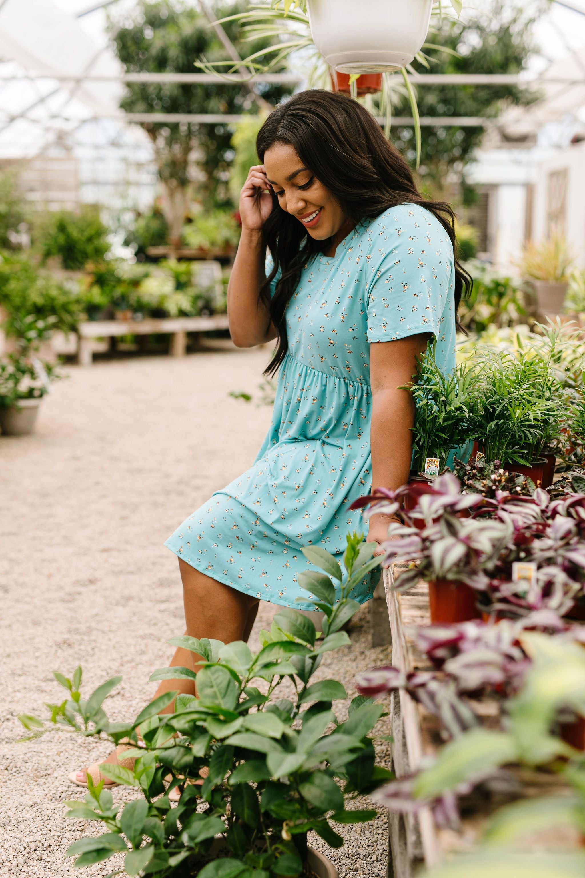 Little Sweetie Floral Dress In Aqua
