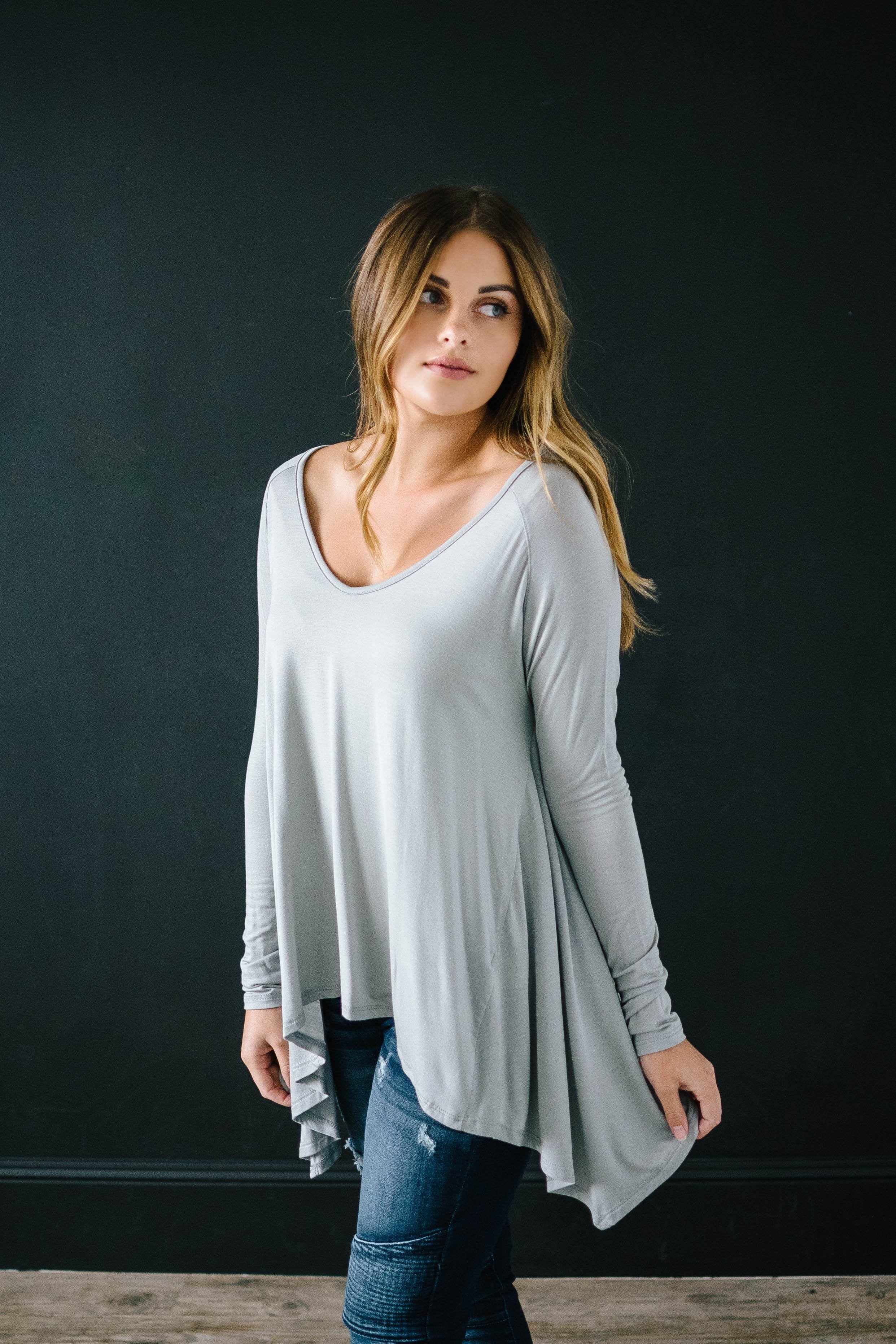 Love Bites Top in Gray