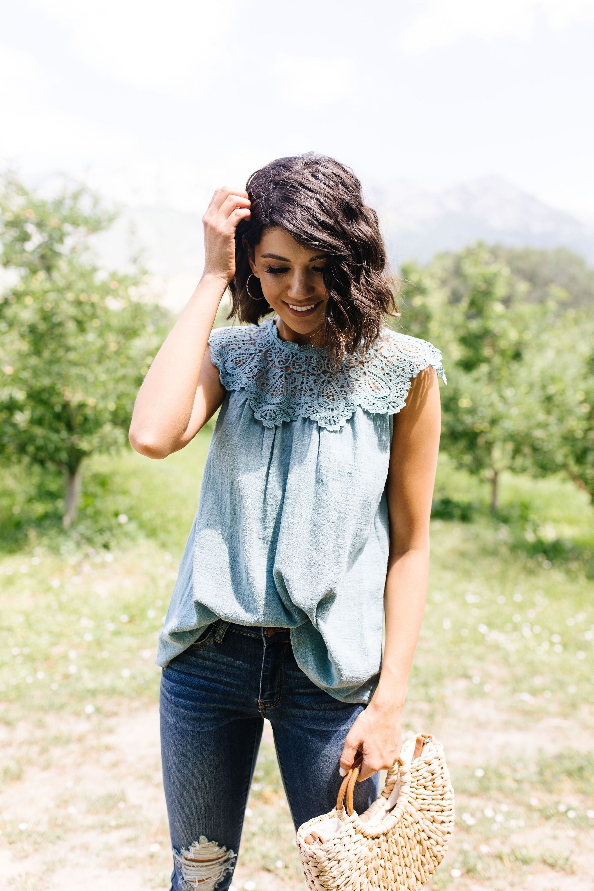 Lovely Laura Lace Yoke Blouse