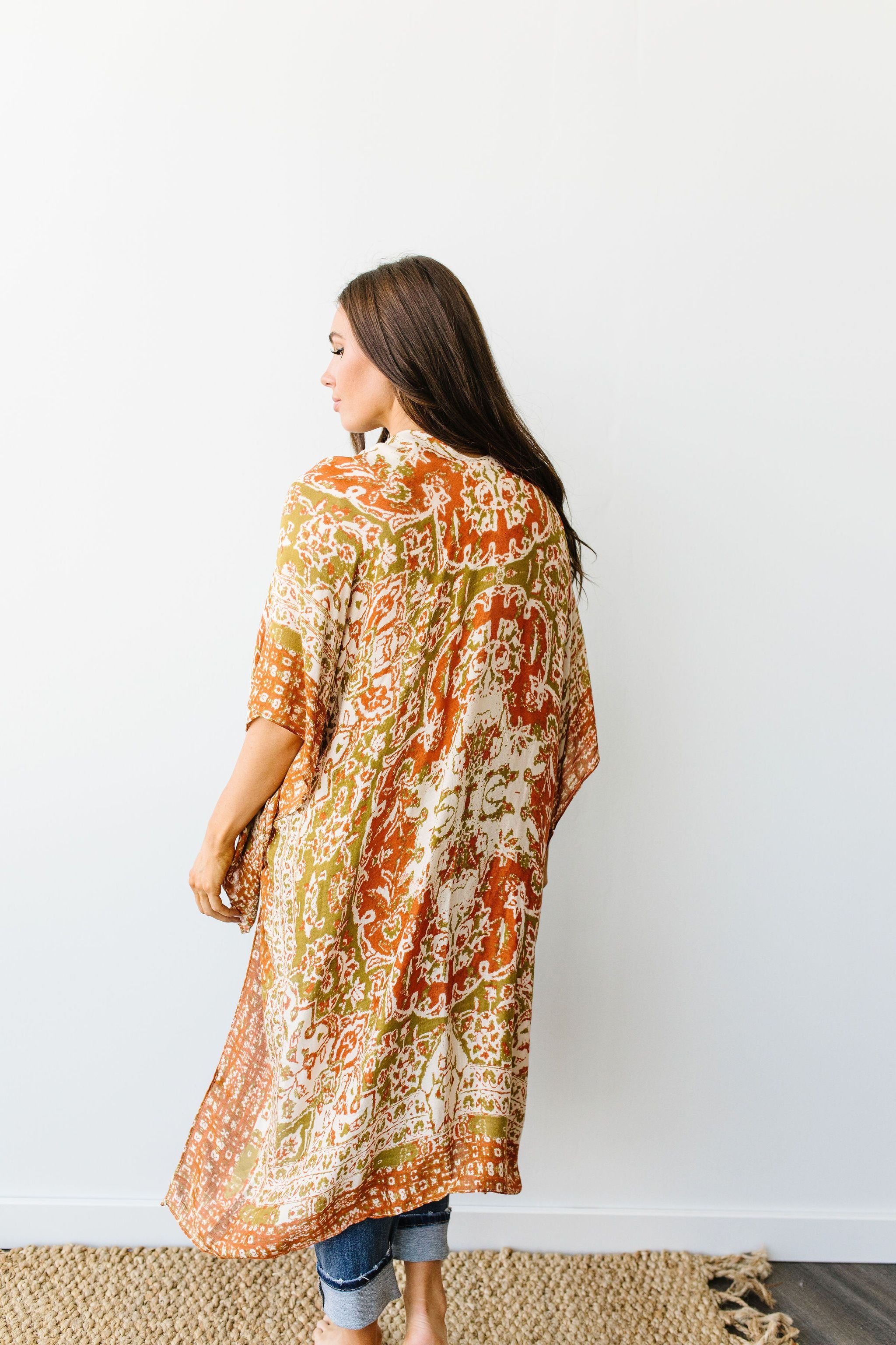 Marvelous Mandala Kimono In Rust