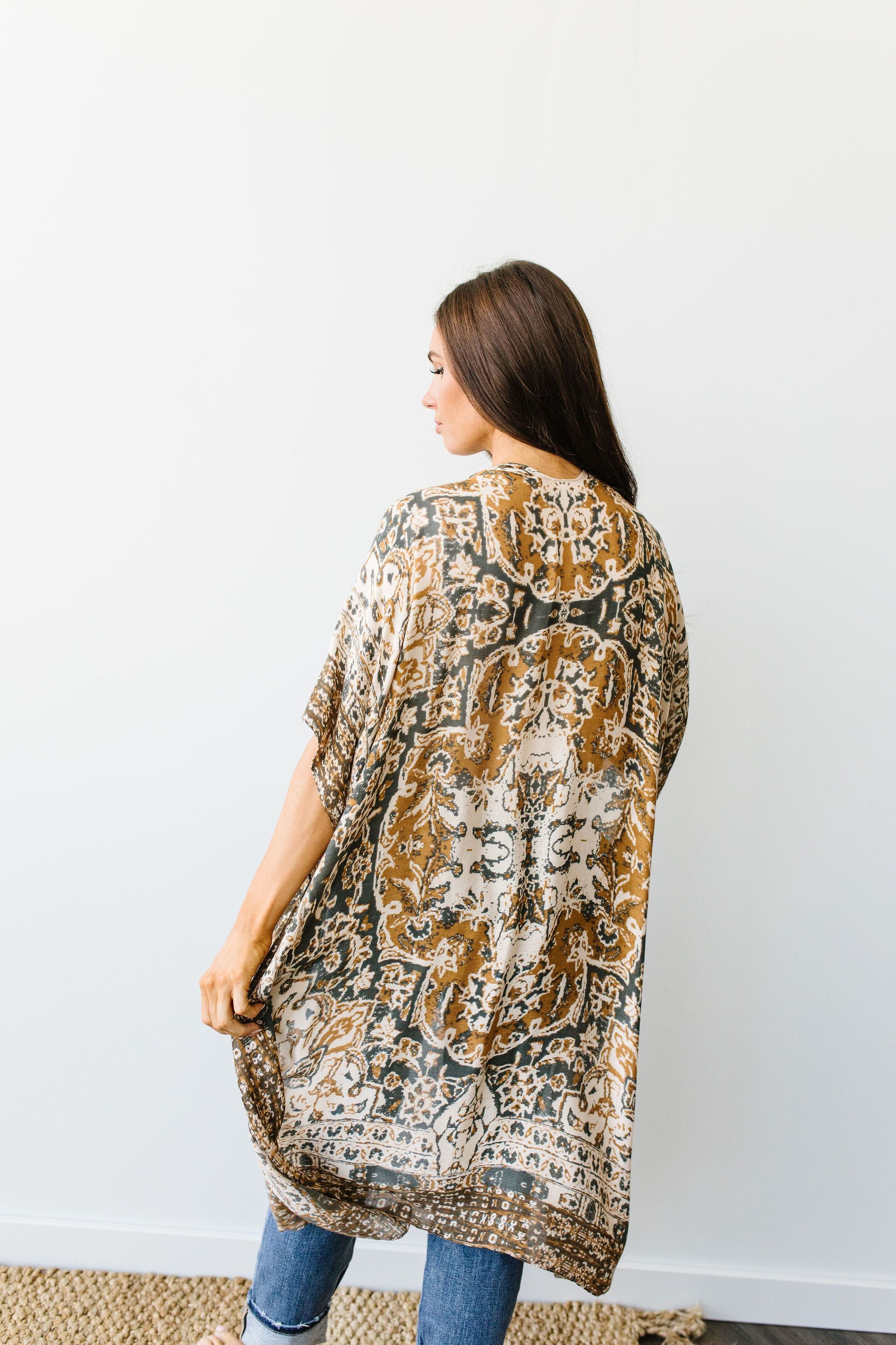 Marvelous Mandala Kimono In Slate