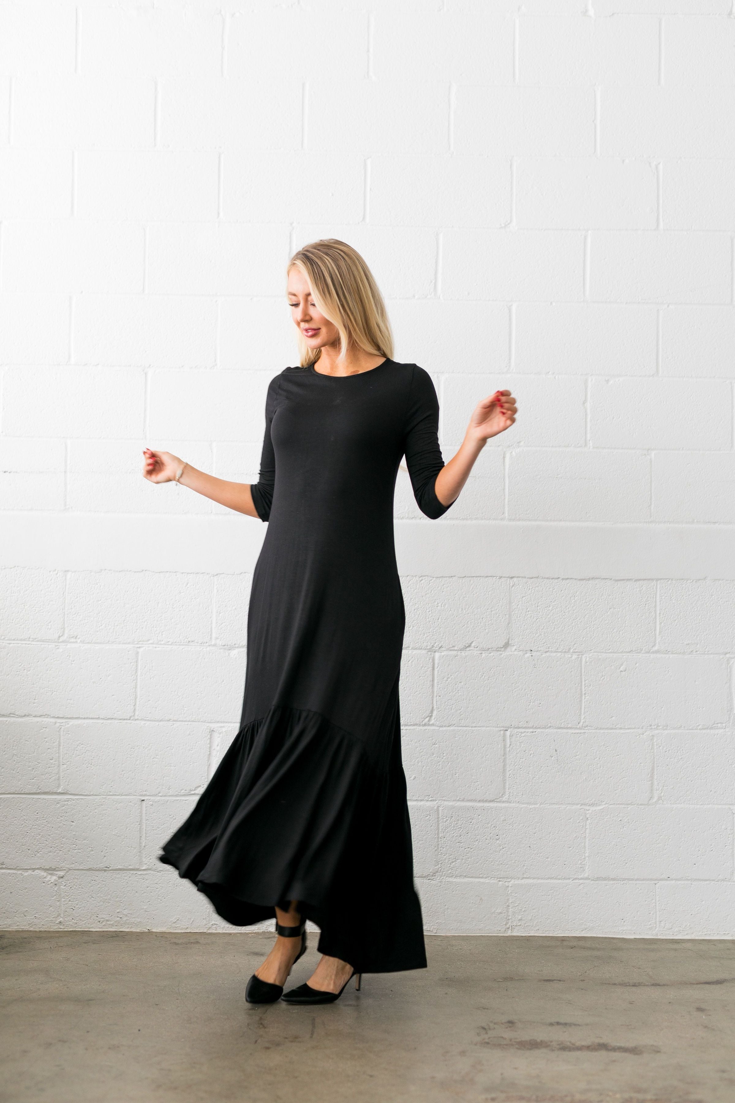 Maximum Impact Ruffle Hem Dress - ALL SALES FINAL