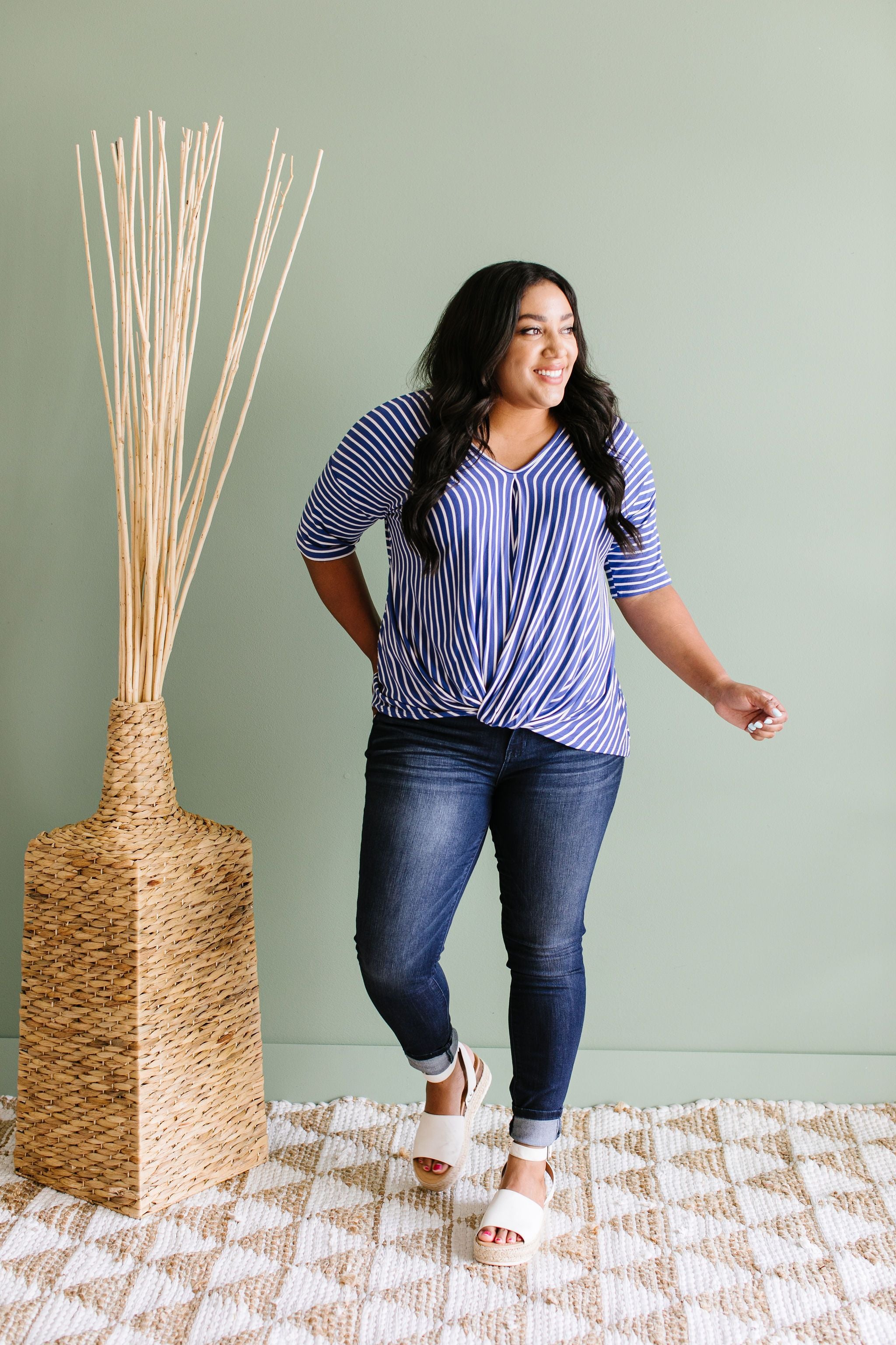 Meeting On The Homefront Top In Cornflower