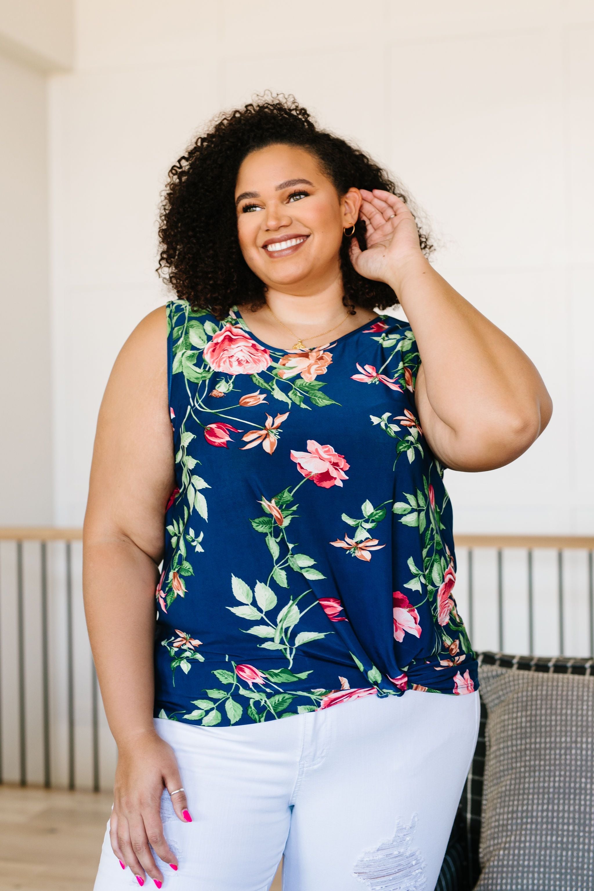 Midnight Blooms Sleeveless Top