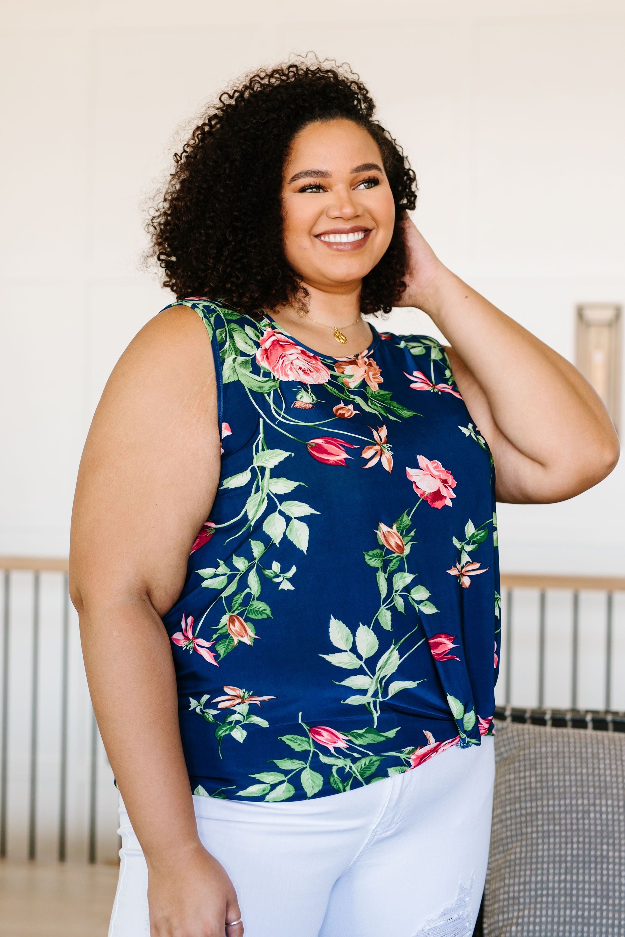 Midnight Blooms Sleeveless Top