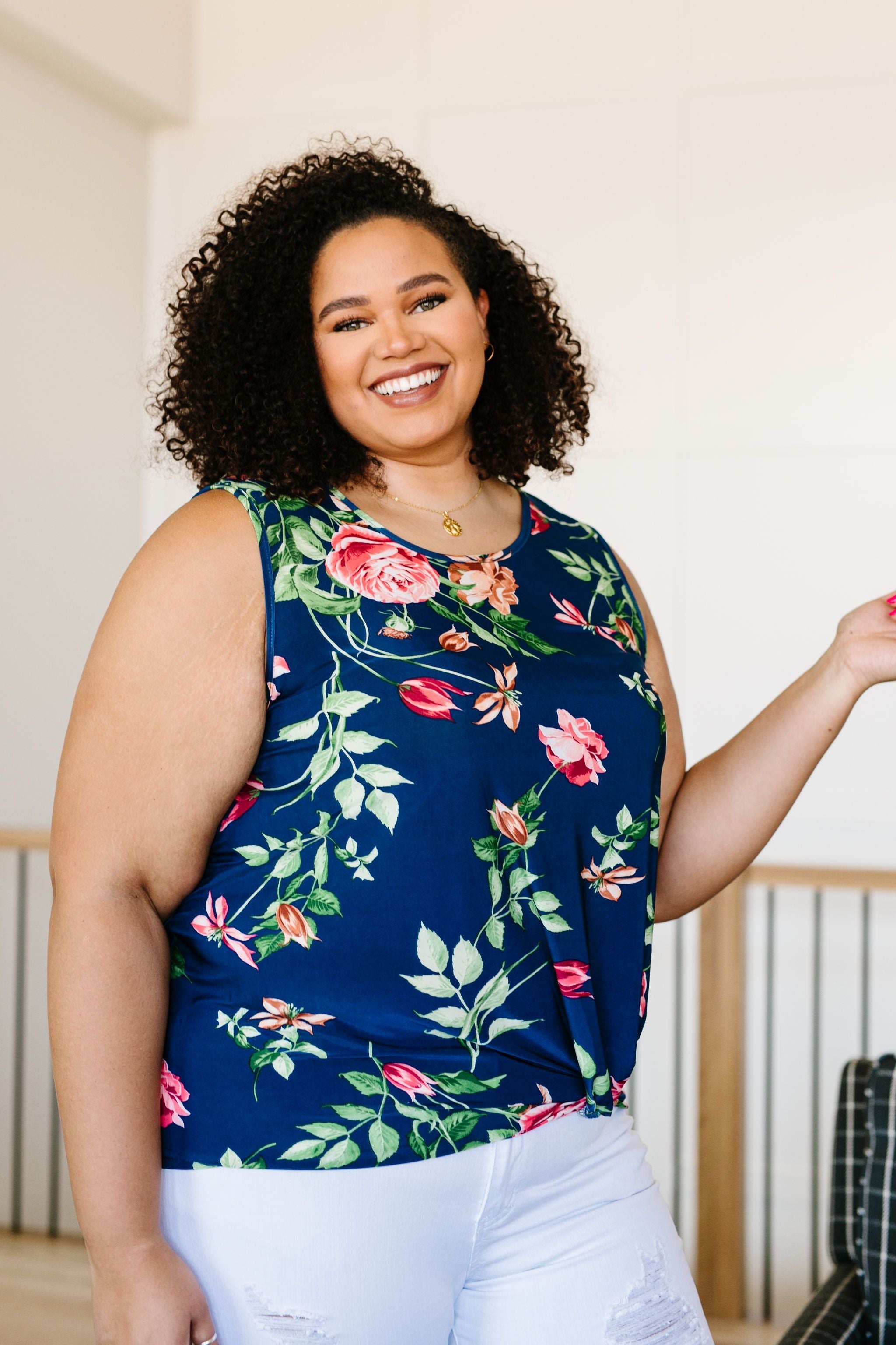 Midnight Blooms Sleeveless Top