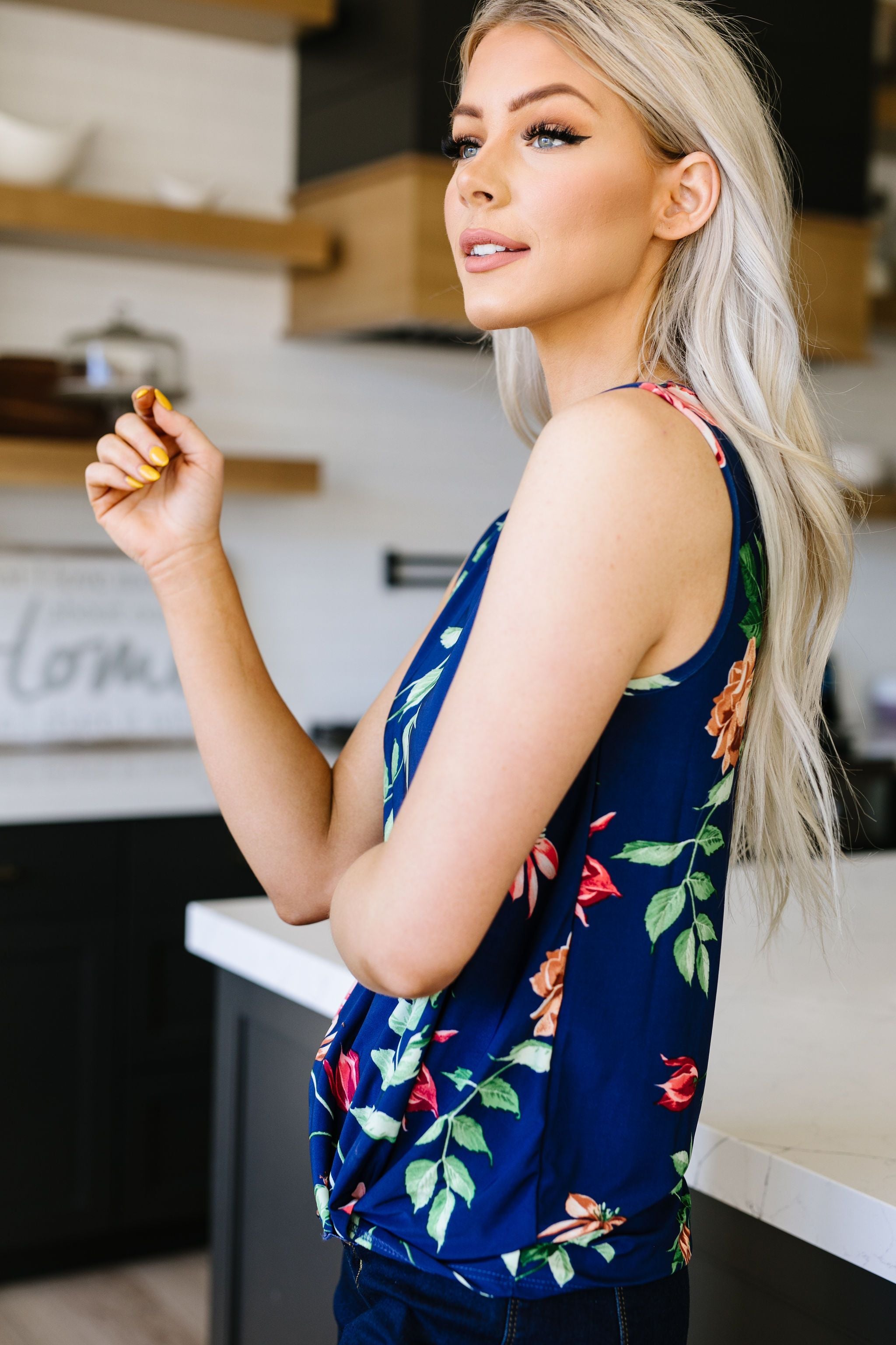 Midnight Blooms Sleeveless Top