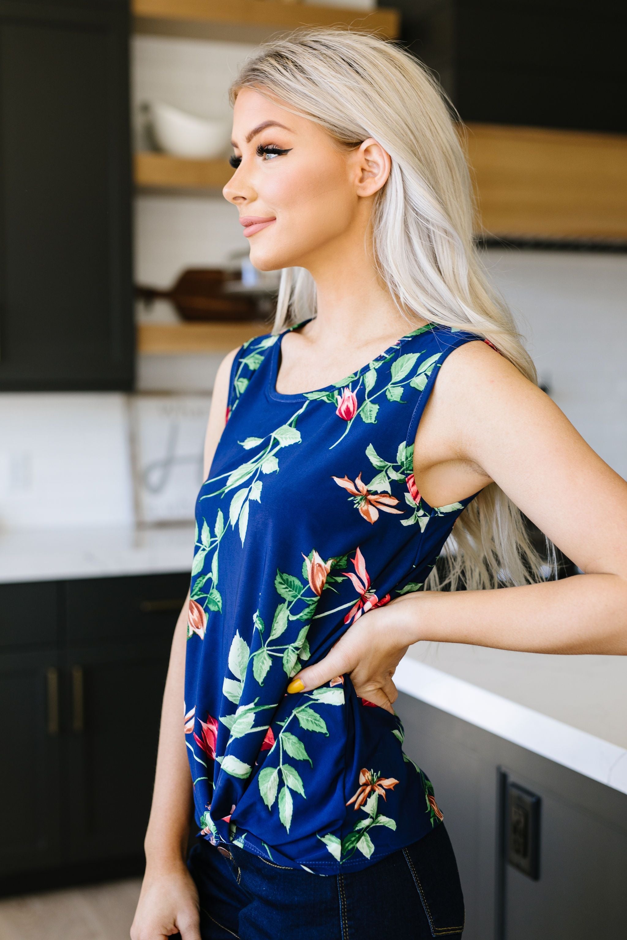 Midnight Blooms Sleeveless Top