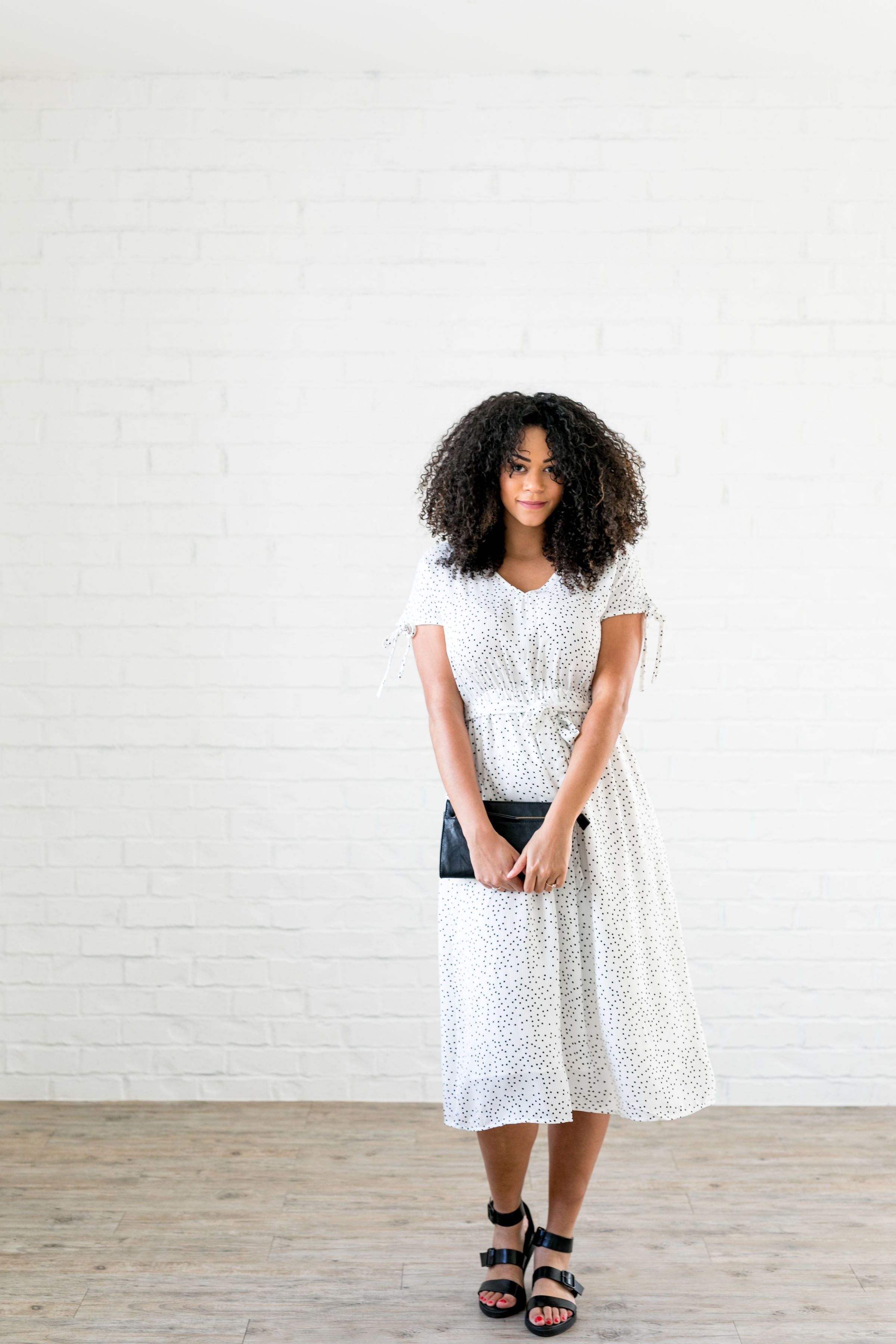 Mindy Midi Dress With Scattered Dots - ALL SALES FINAL