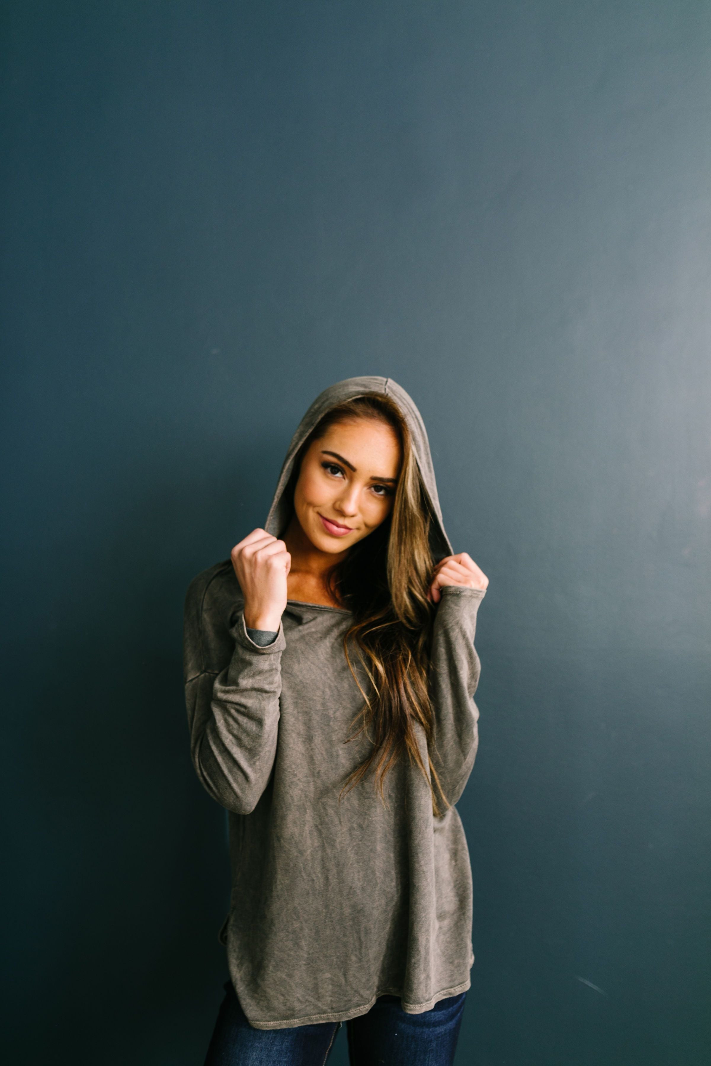 Mineral Washed Hoodie In Charcoal - ALL SALES FINAL