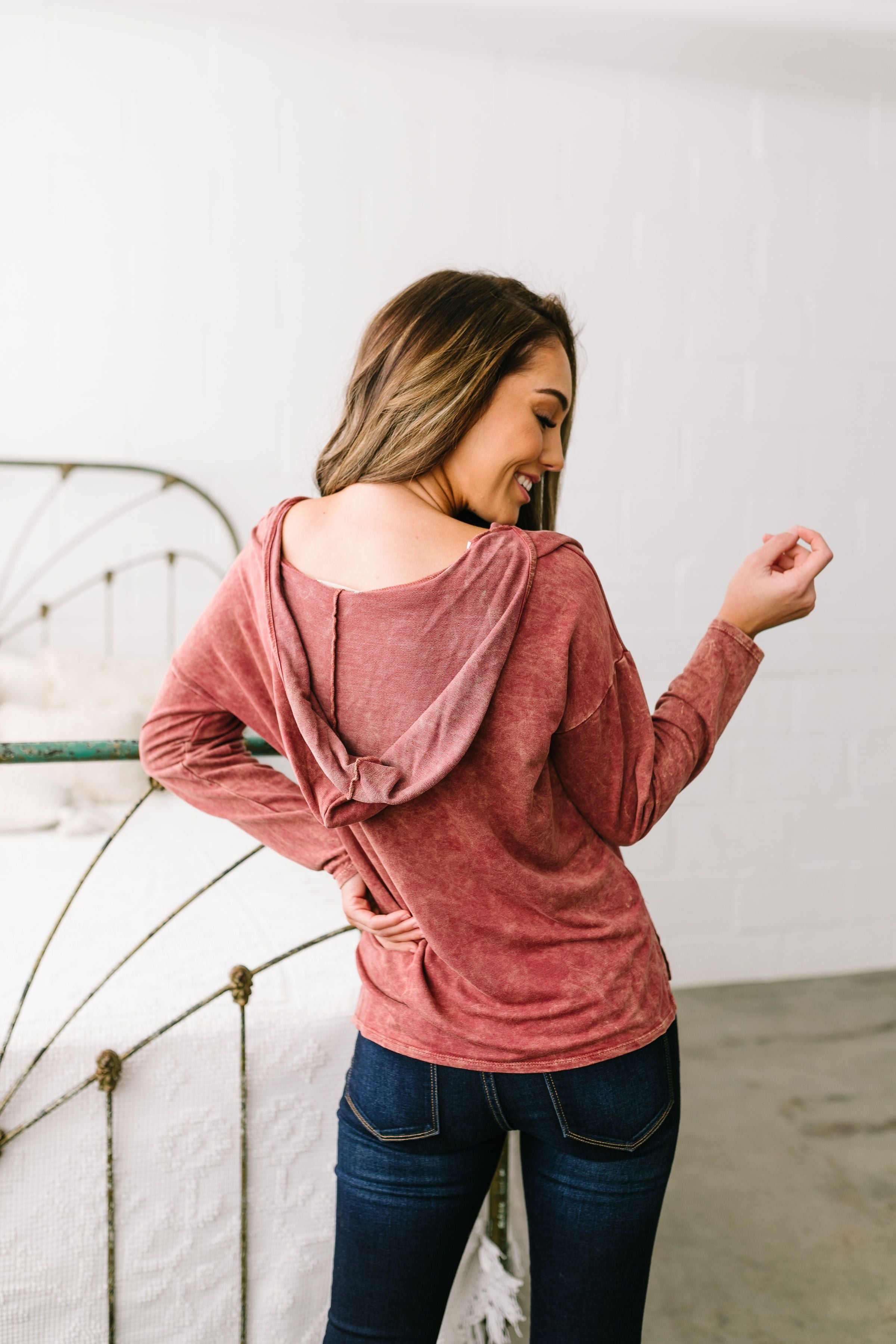 Mineral Washed Hoodie In Rust - ALL SALES FINAL