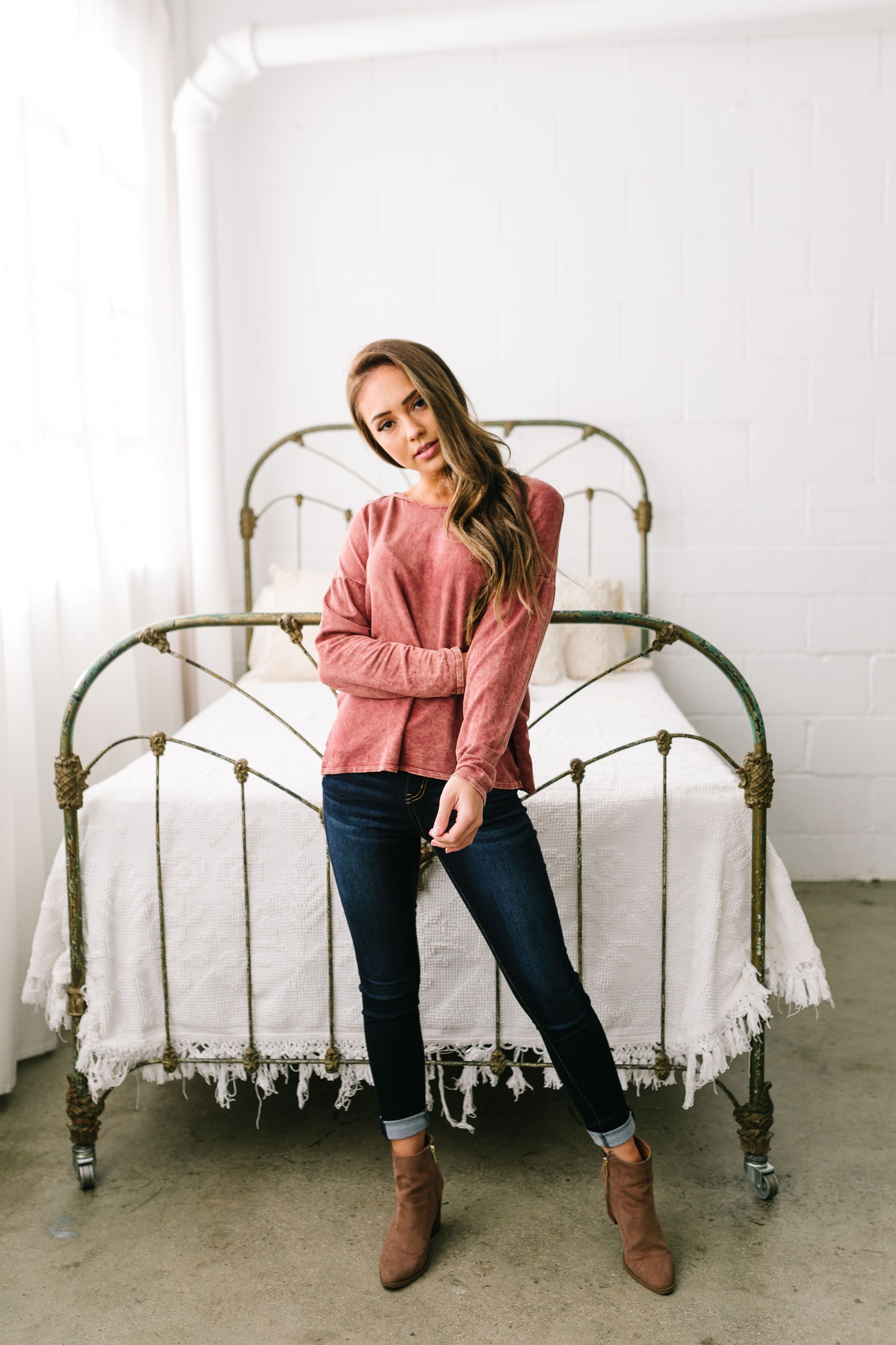 Mineral Washed Hoodie In Rust - ALL SALES FINAL