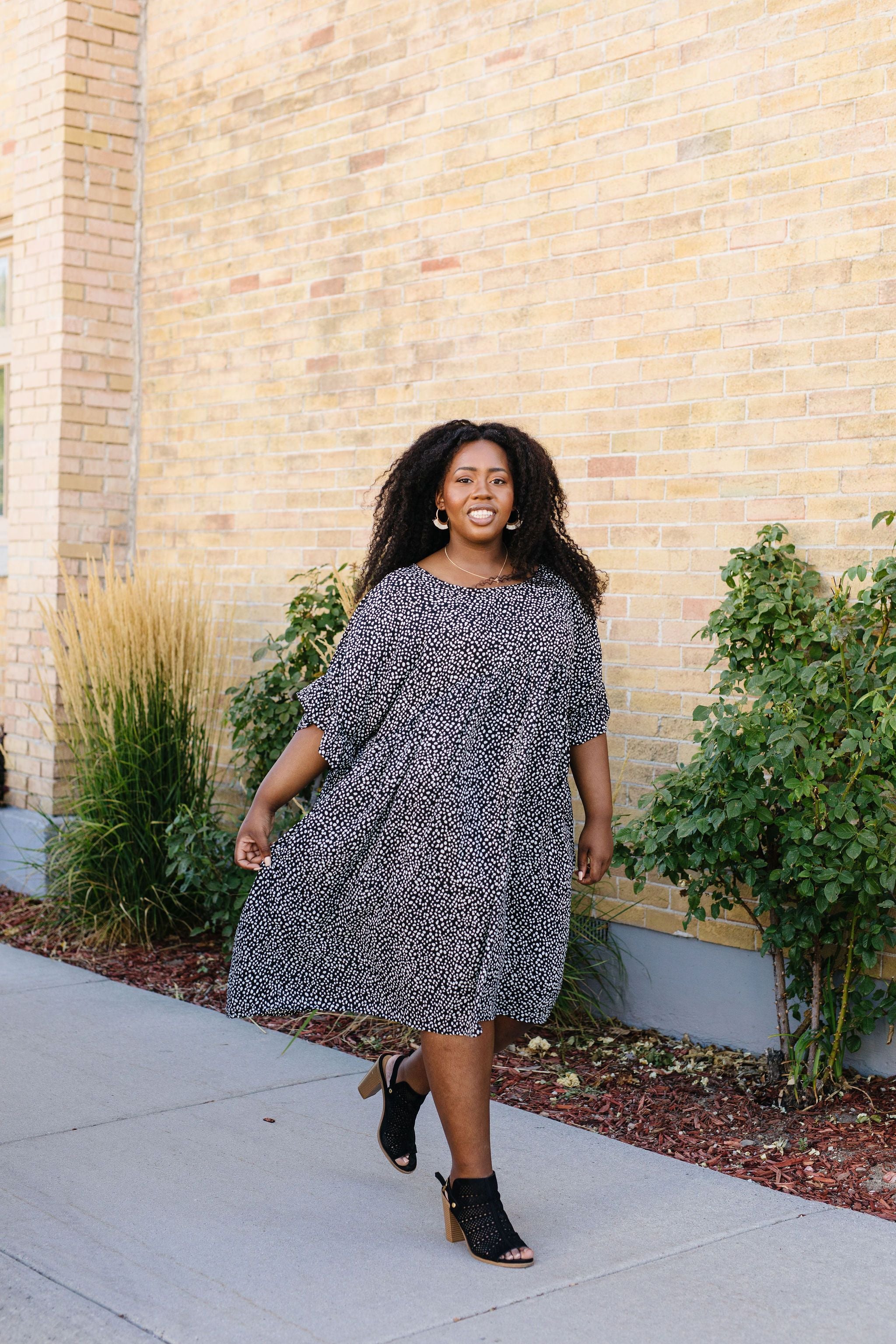 Mini Spots Ruffle Sleeve Dress