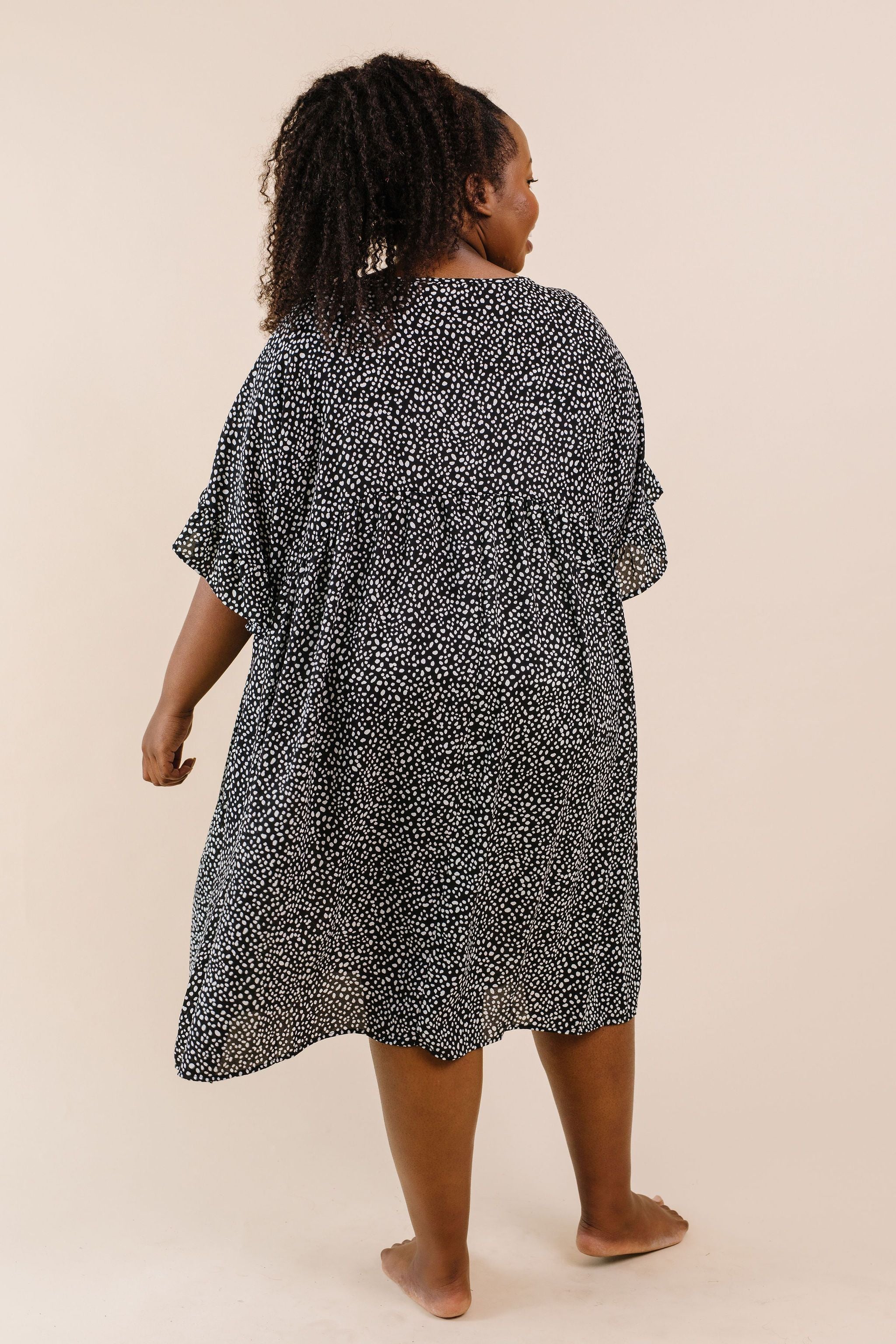 Mini Spots Ruffle Sleeve Dress