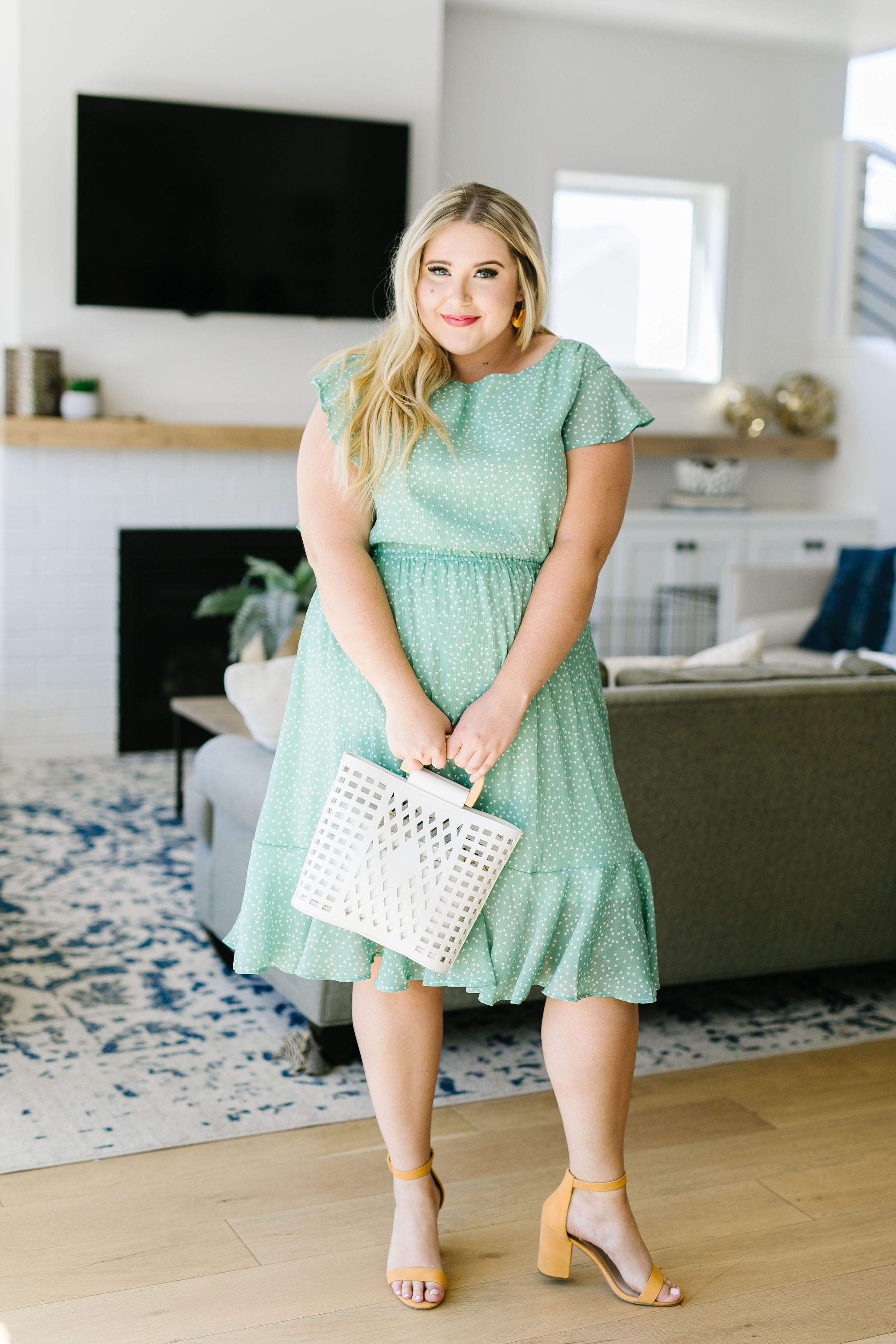 Mint Dotted Midi Dress