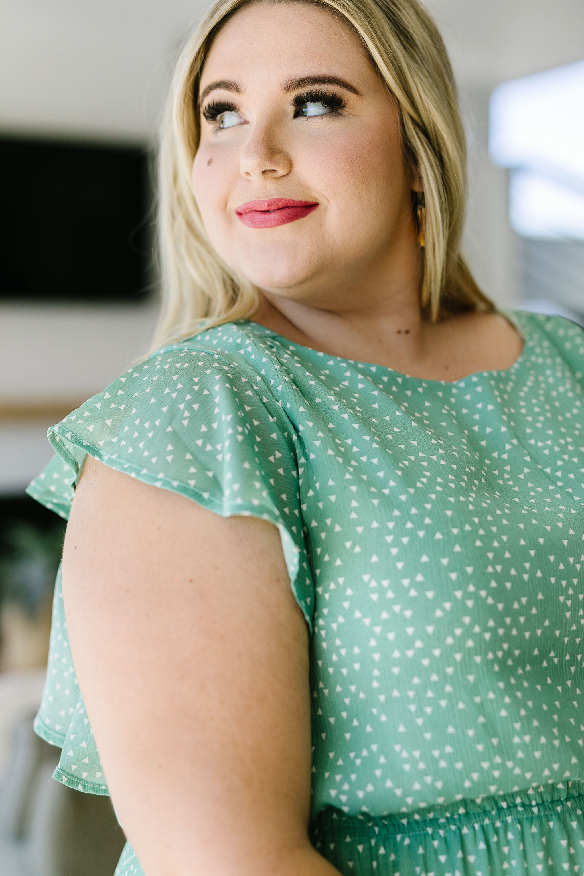 Mint Dotted Midi Dress