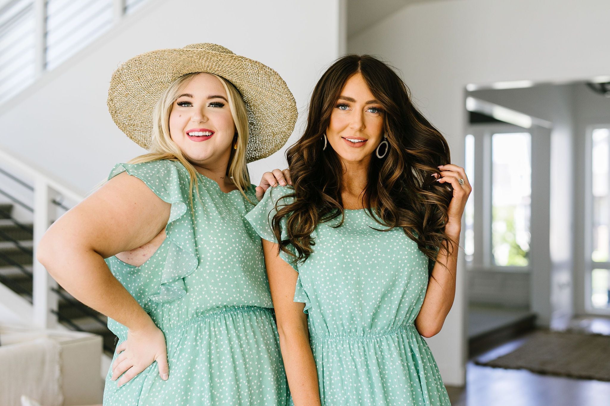 Mint Dotted Midi Dress