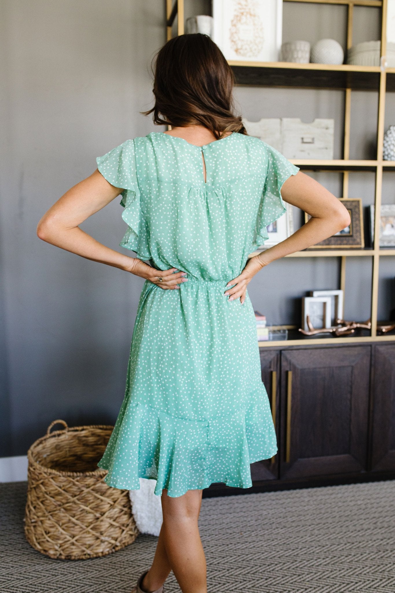Mint Dotted Midi Dress