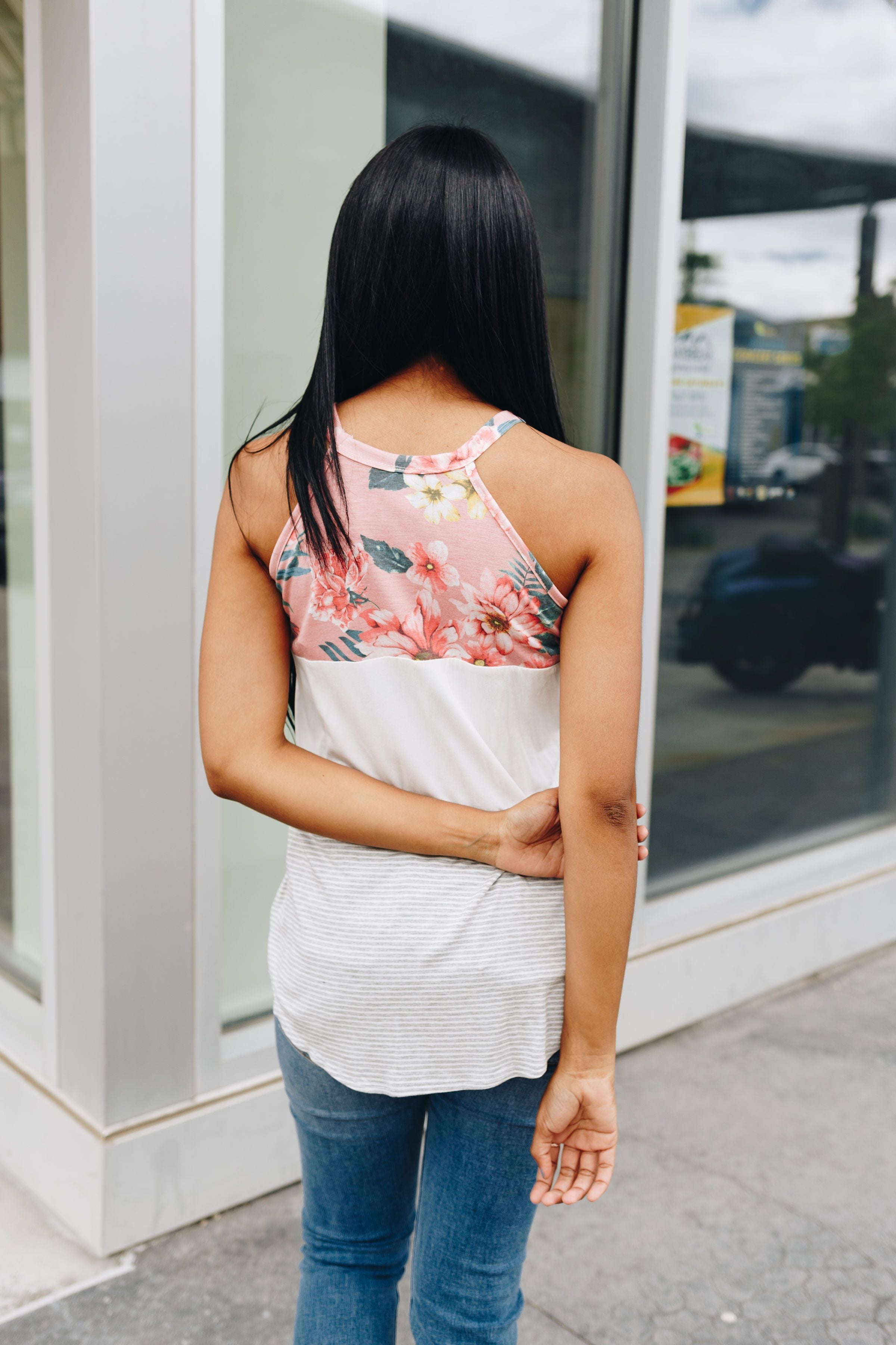 Mix It Up Color Block Tank In Blush