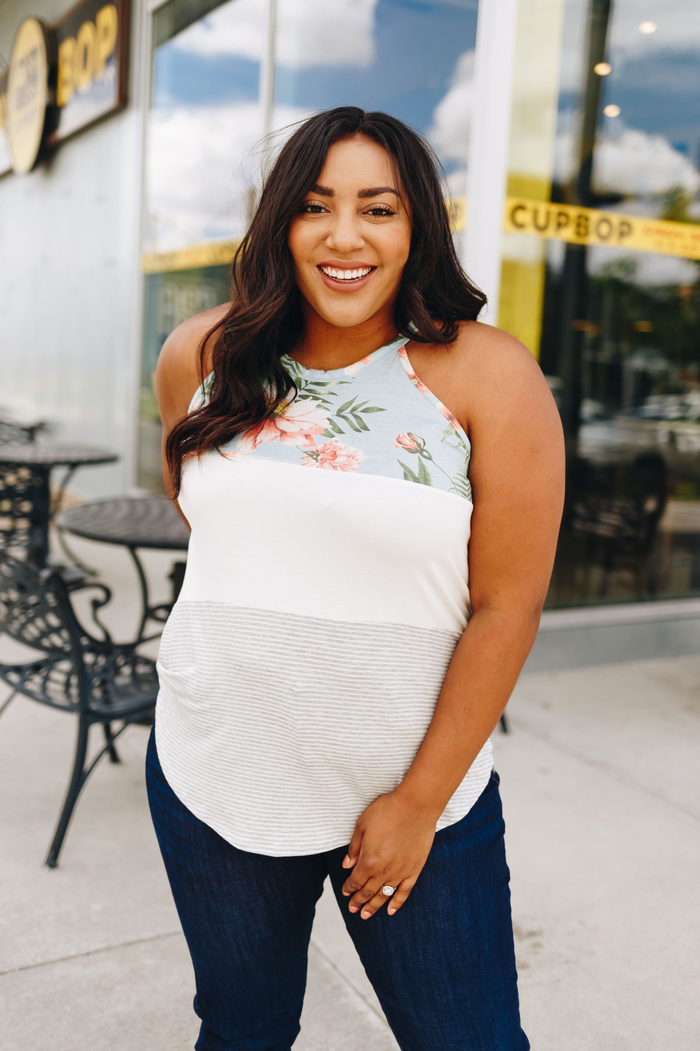 Mix It Up Color Block Tank In Mint