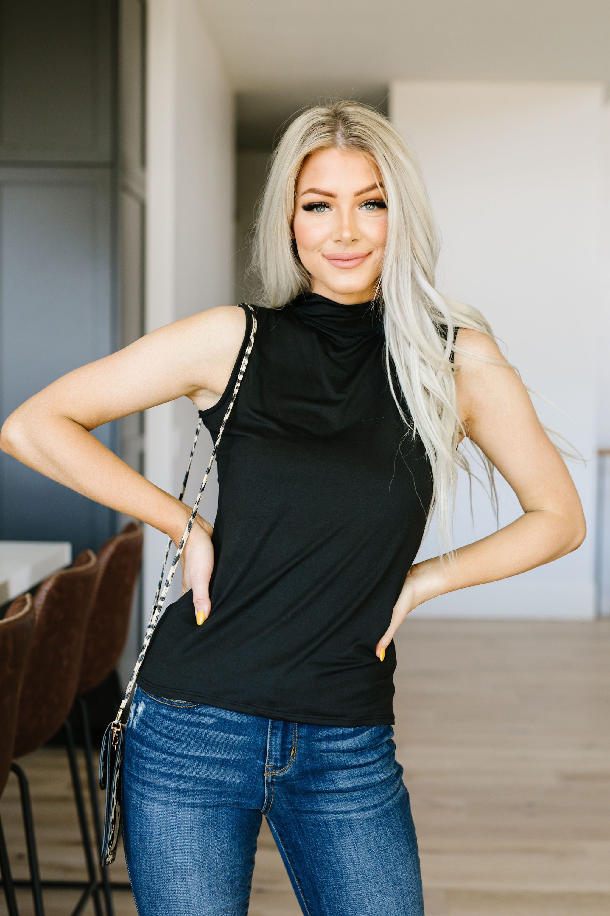 Mock Neck Sleeveless Top