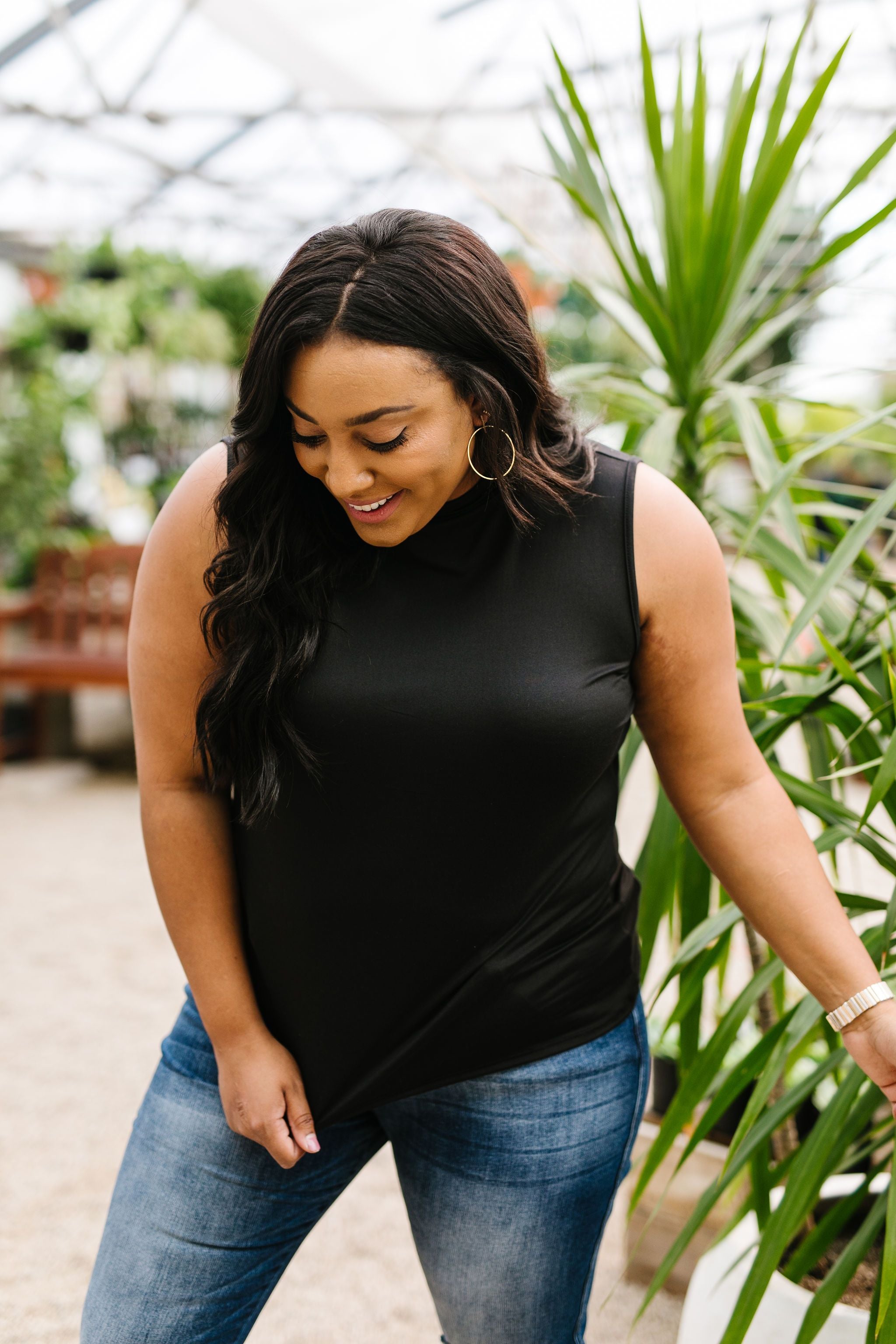 Mock Neck Sleeveless Top