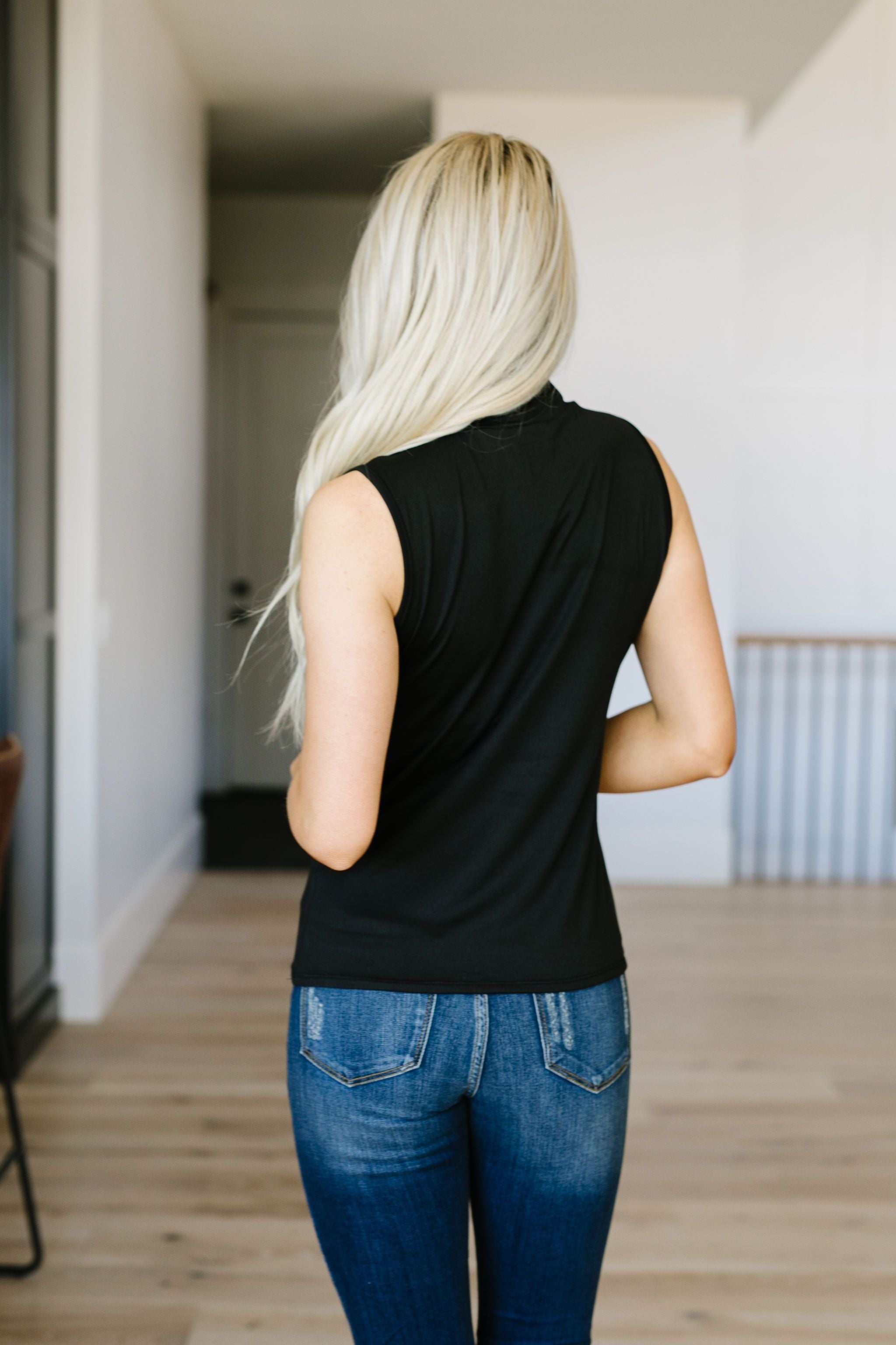 Mock Neck Sleeveless Top