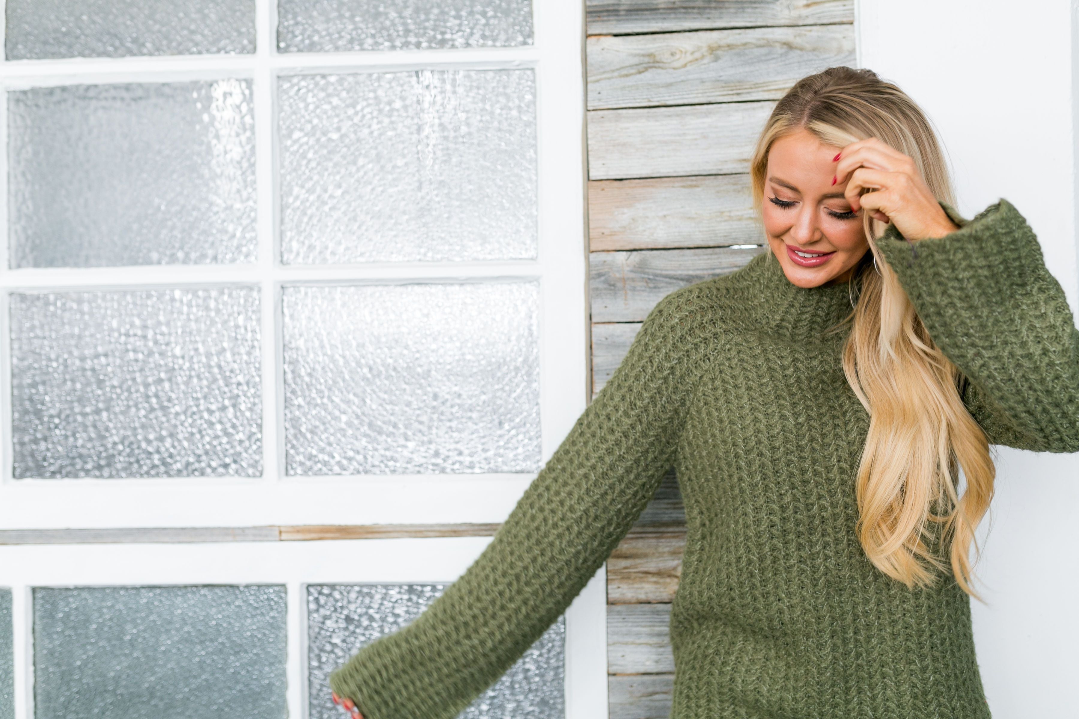 Mock Neck Two Toned Sweater