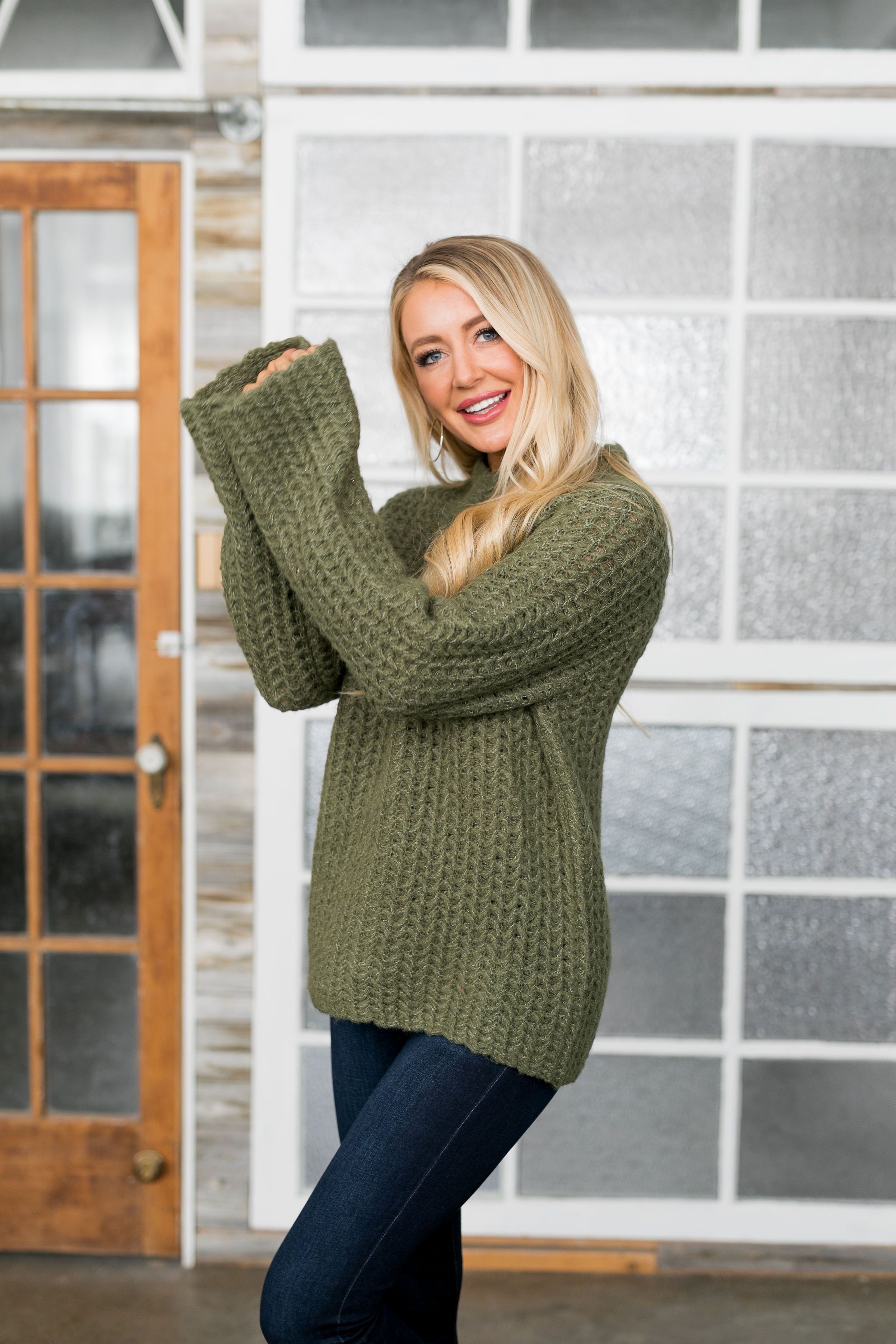 Mock Neck Two Toned Sweater