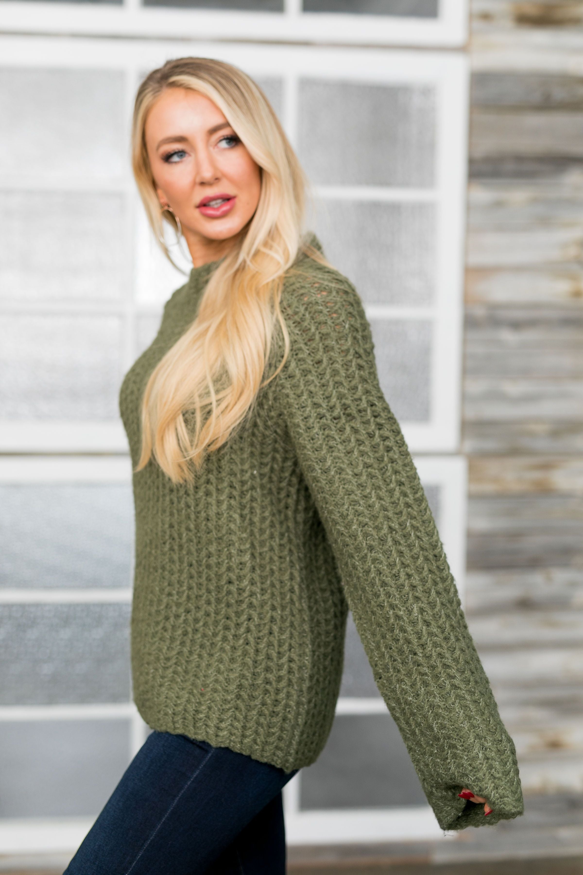 Mock Neck Two Toned Sweater