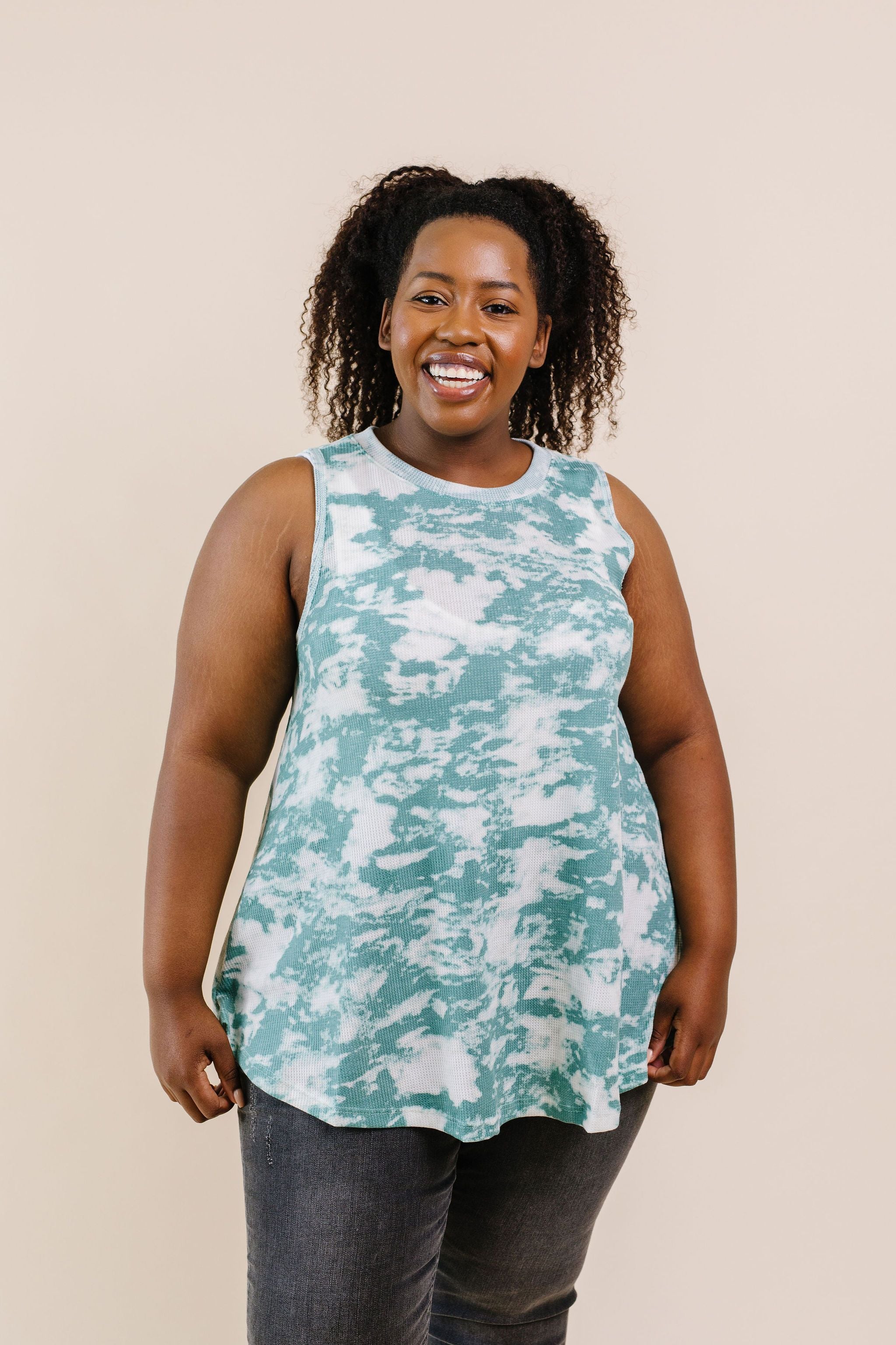 Moody Sage Thermal Tie Dye Top