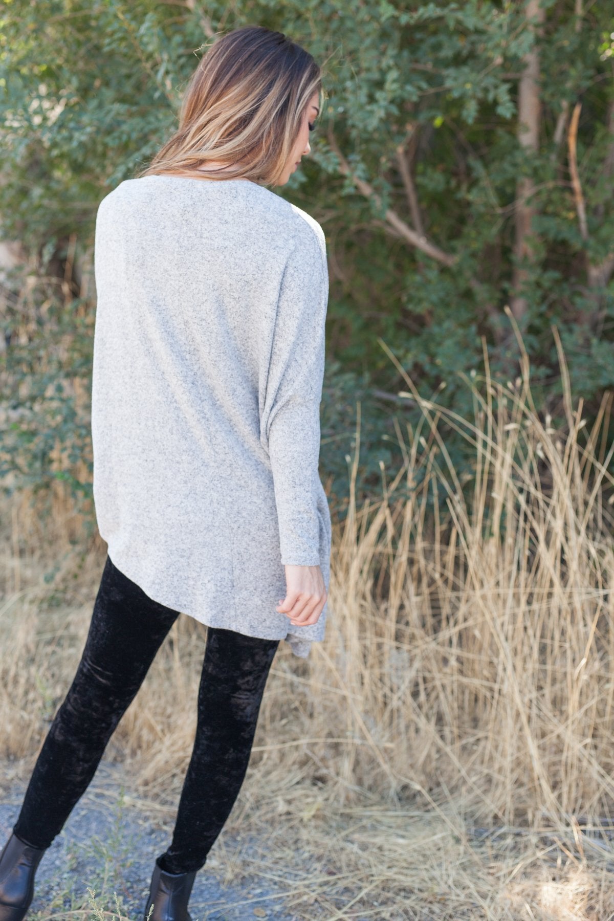 Off Balance On Trend Top In Heather Gray