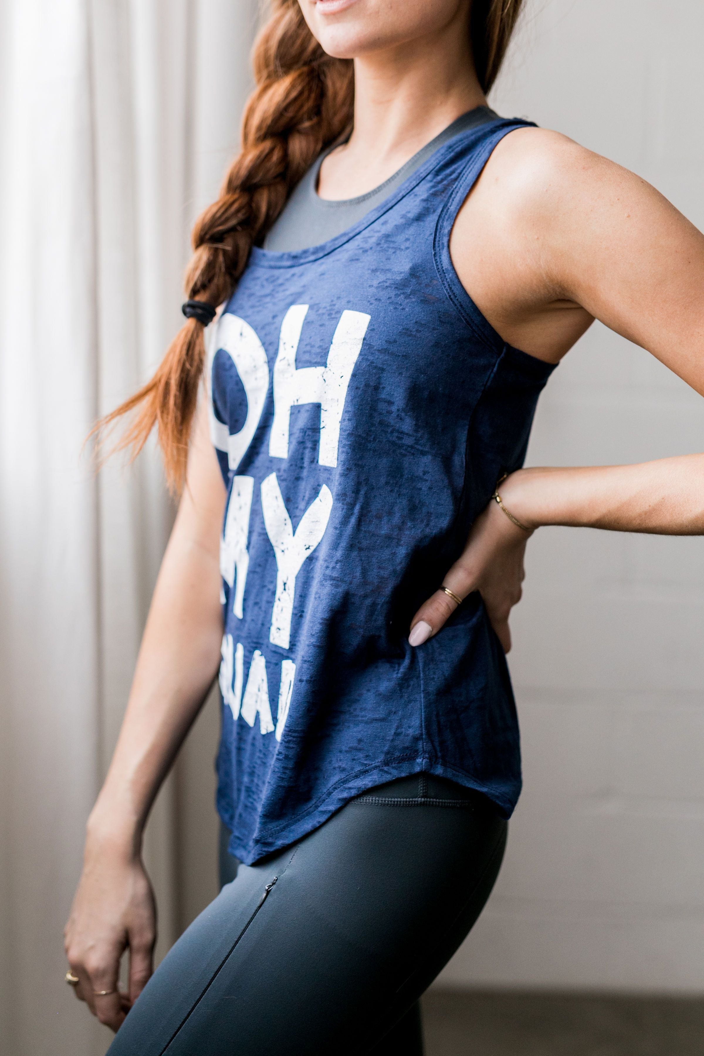 Oh My Quad Burnout Tank In Navy - ALL SALES FINAL