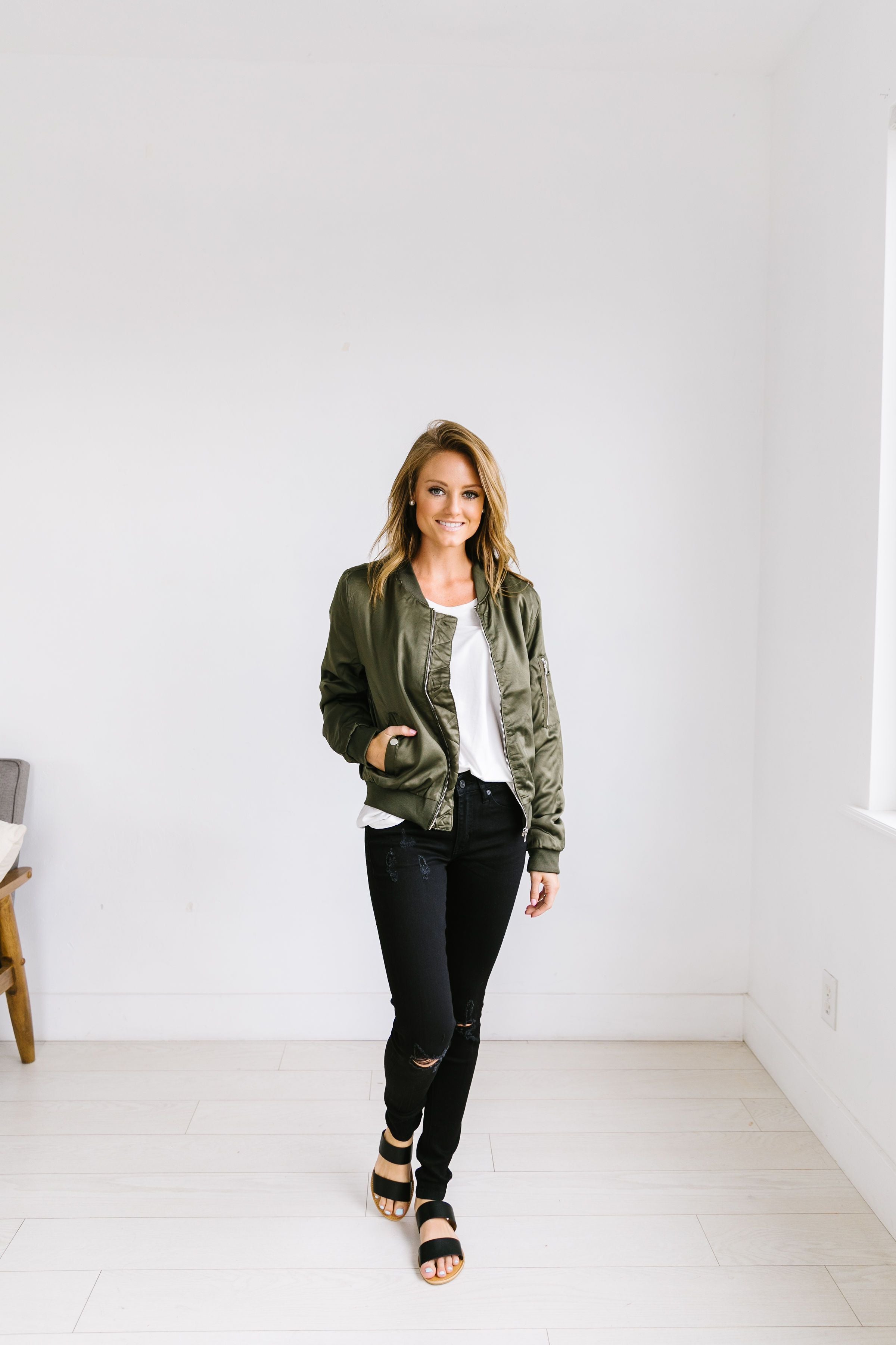 Olivia Olive Green Bomber - ALL SALES FINAL