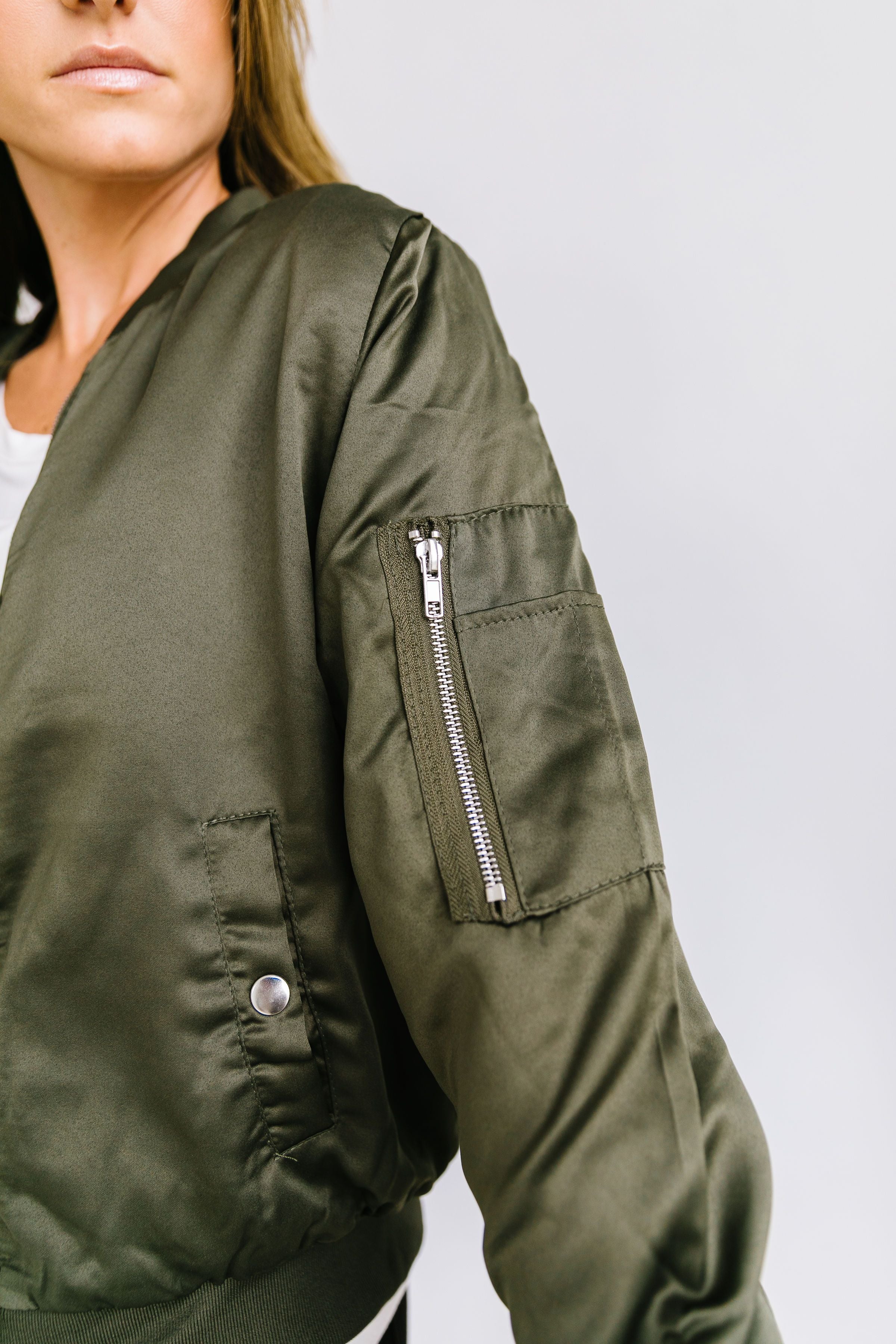 Olivia Olive Green Bomber - ALL SALES FINAL