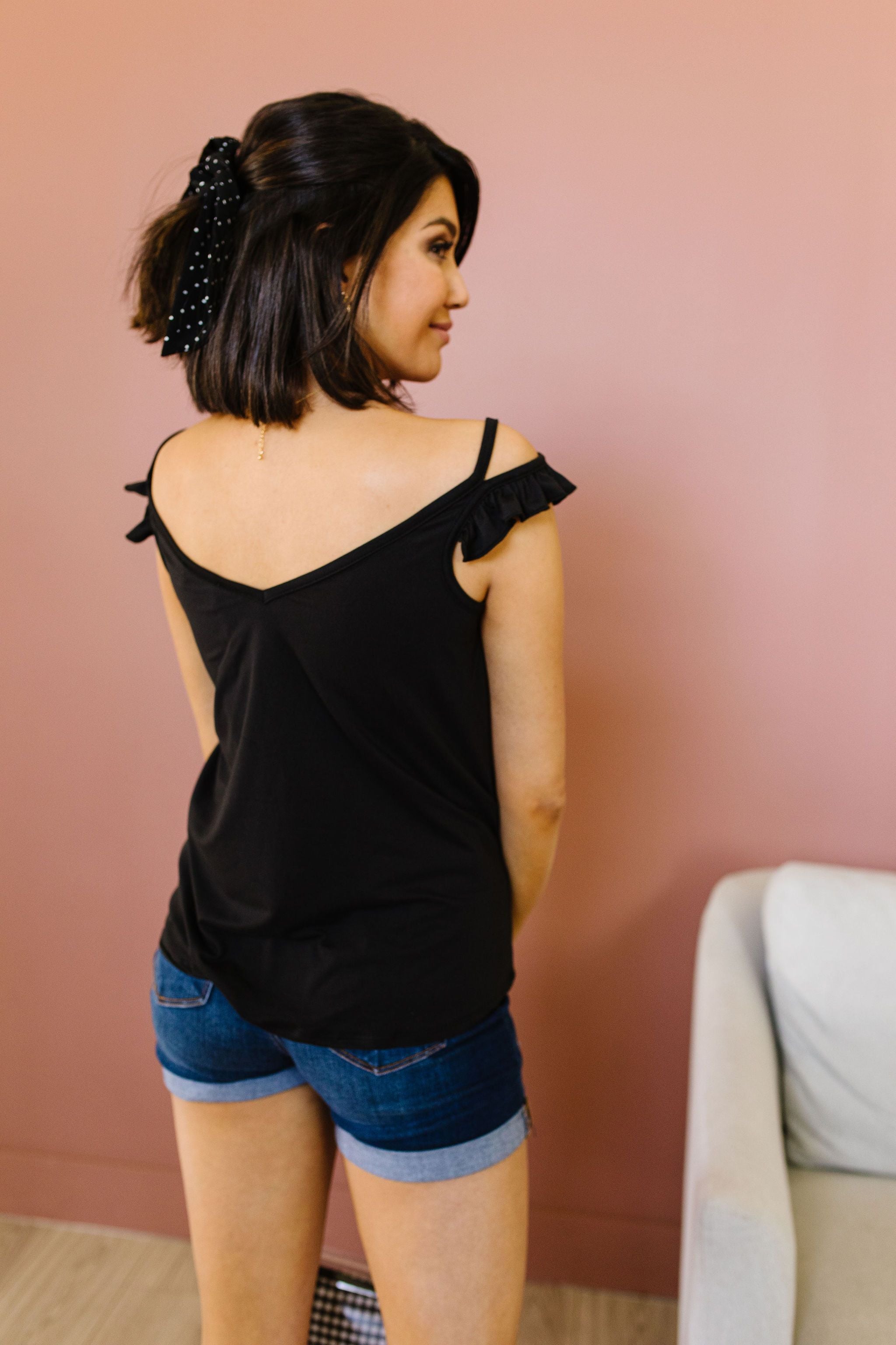 On Fire Cold Shoulder Top In Black