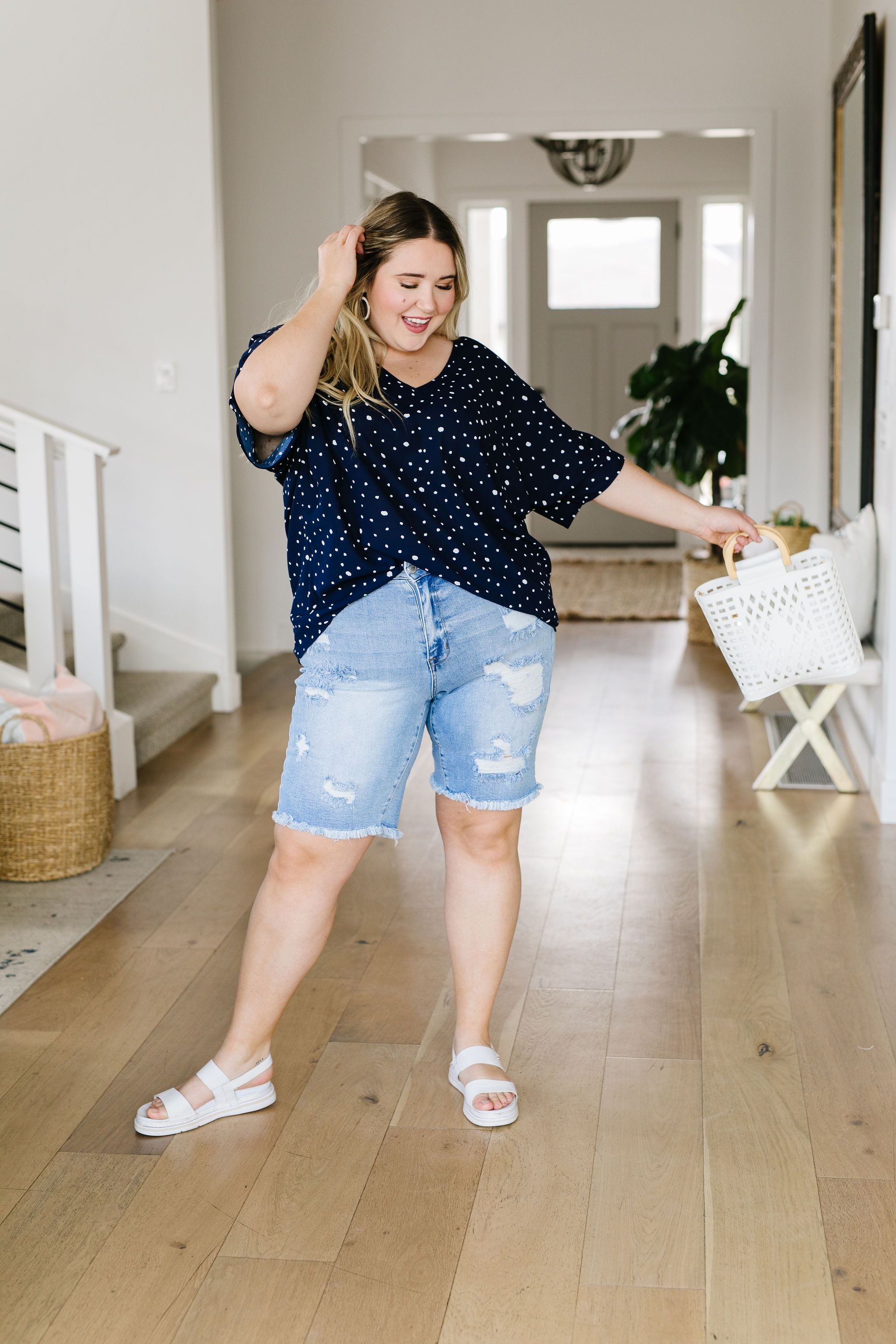 On The Dot Blouse In Navy