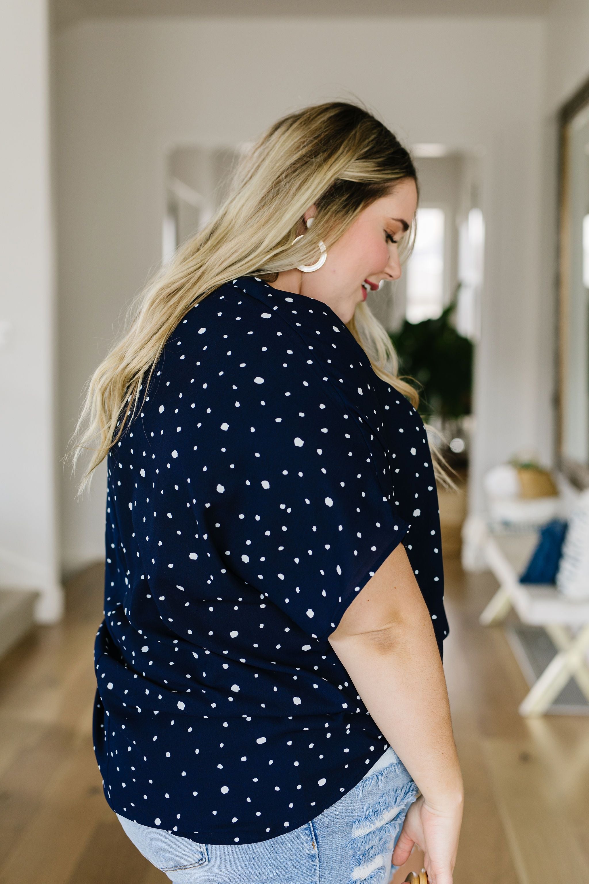 On The Dot Blouse In Navy