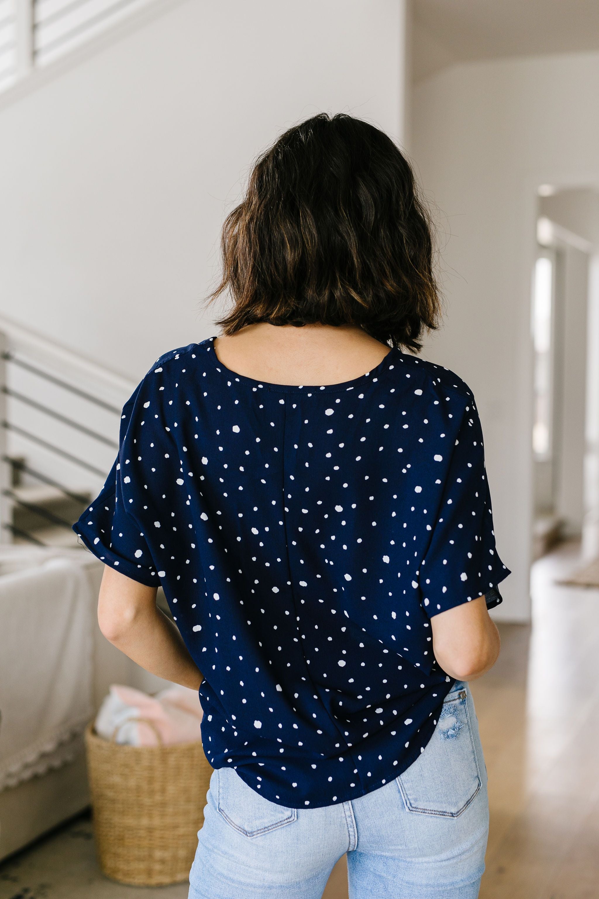 On The Dot Blouse In Navy