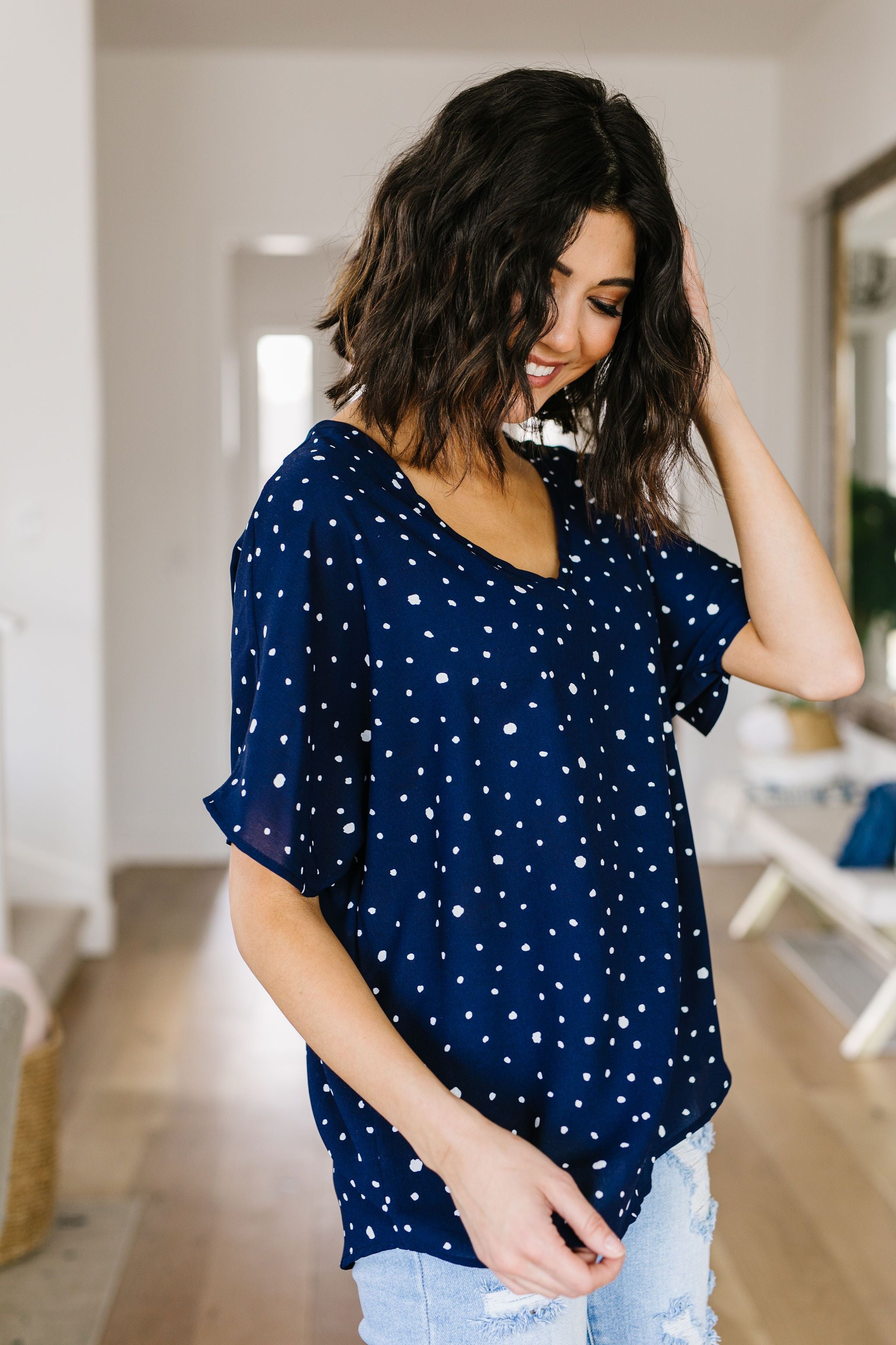 On The Dot Blouse In Navy
