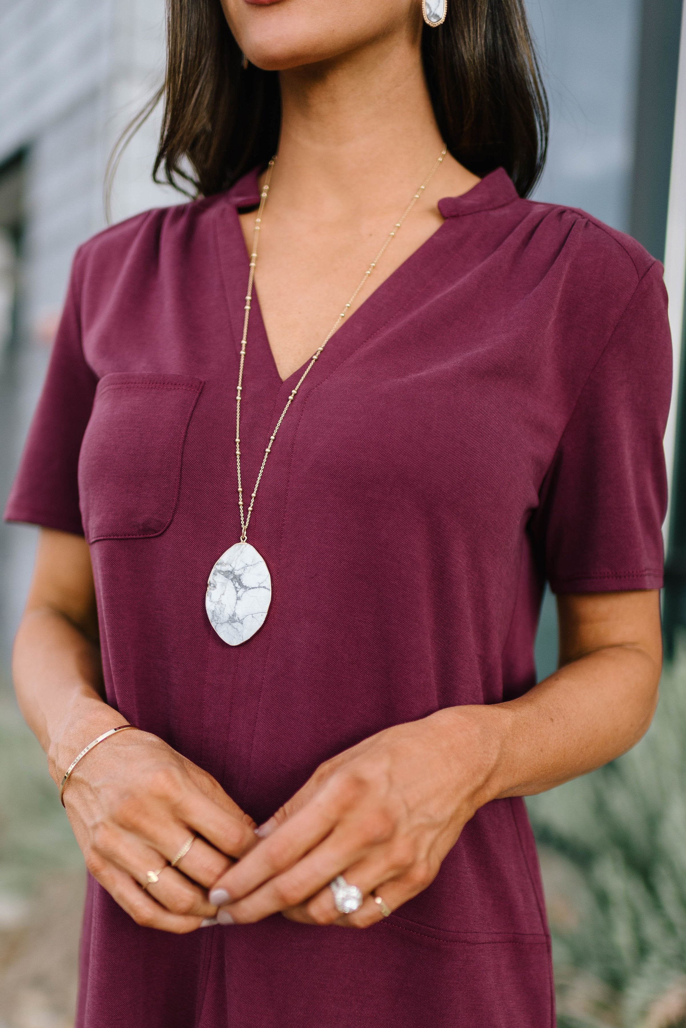 Oval White Stone Necklace