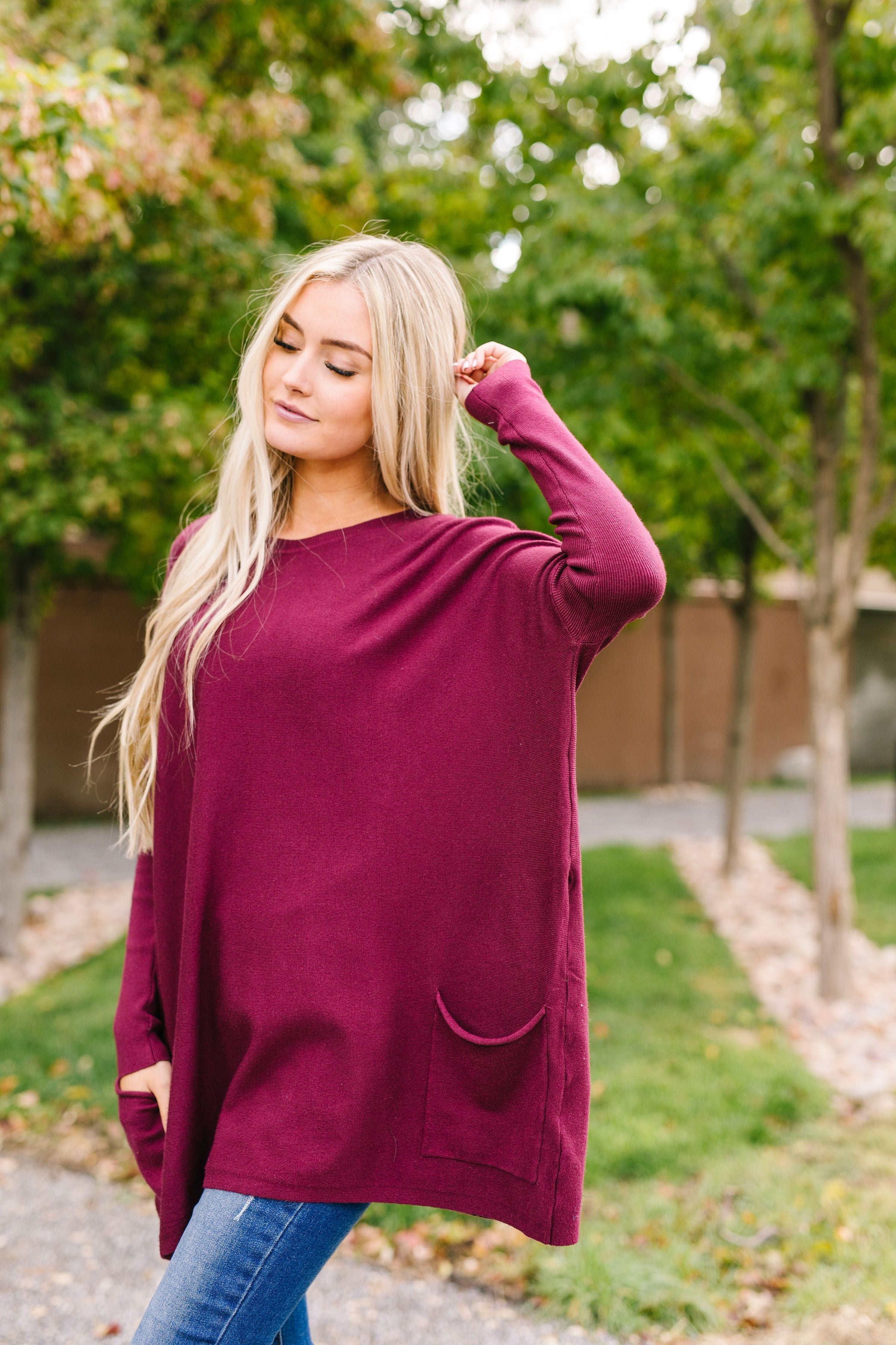 Oversized And Underrated Sweater In Wine