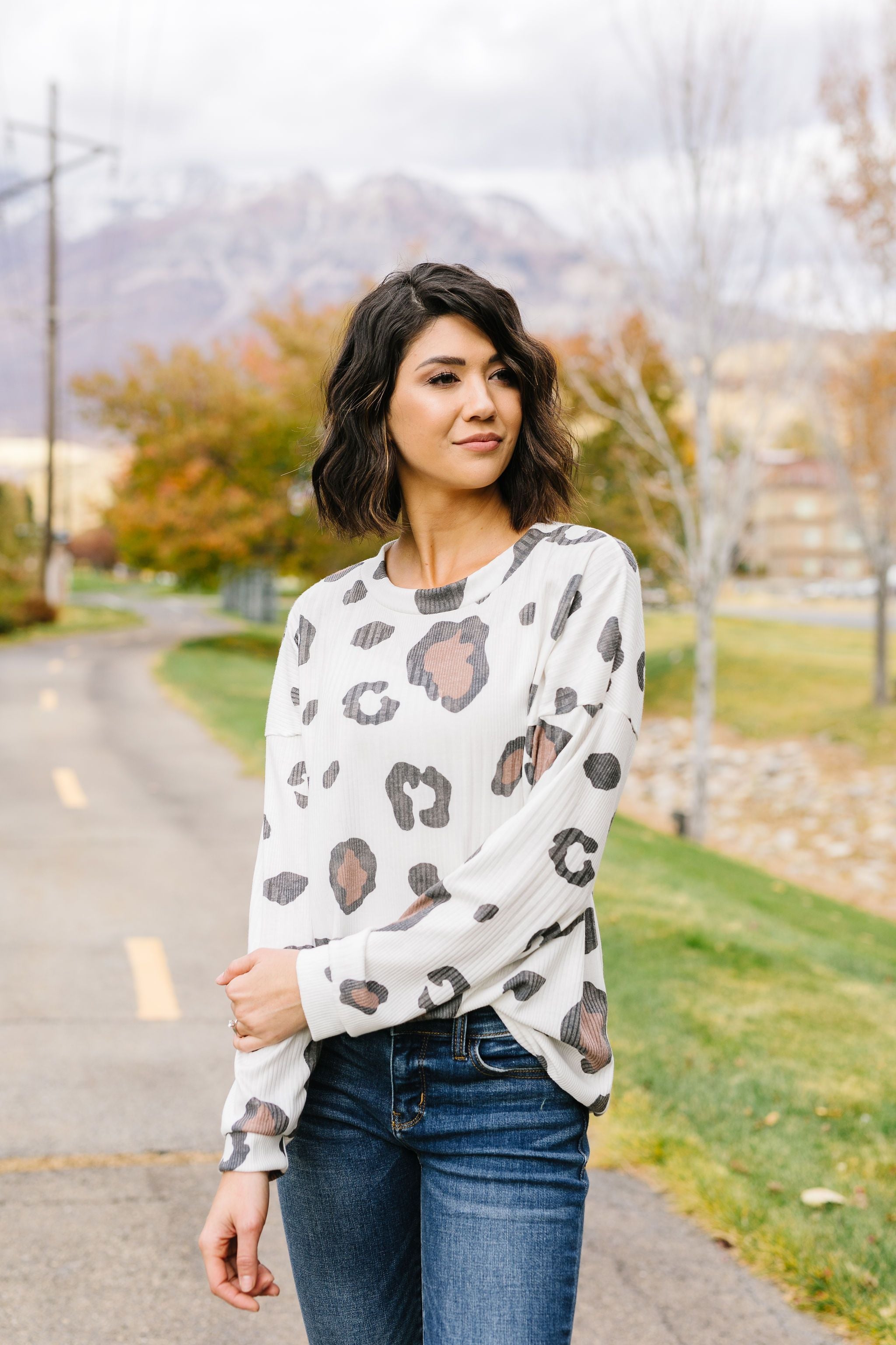 Oversized Animal Print Top