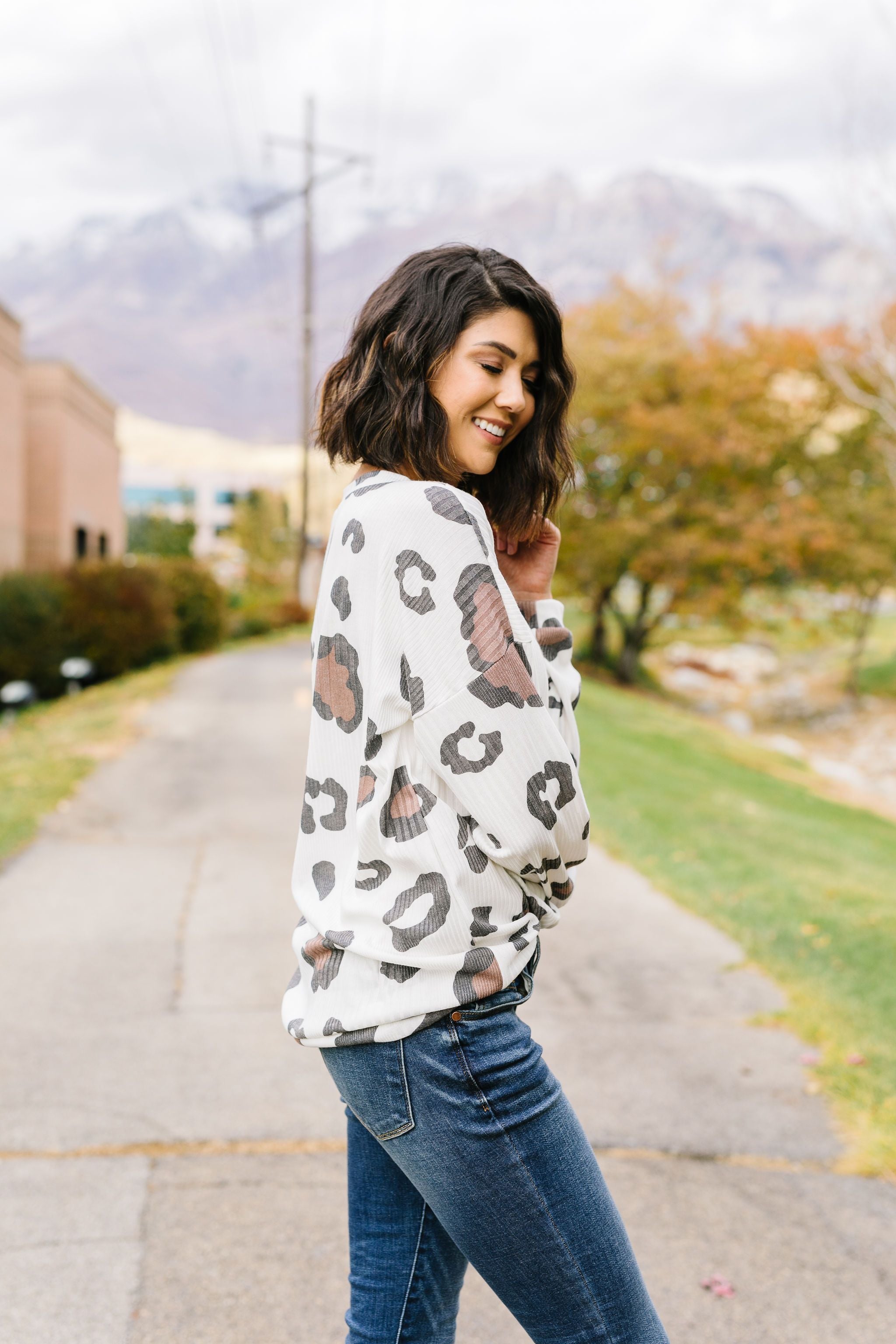 Oversized Animal Print Top