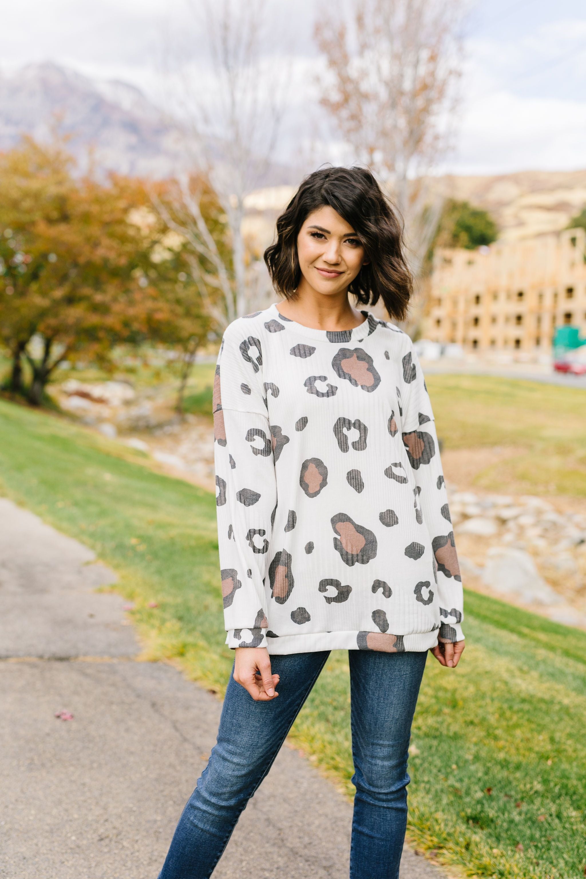 Oversized Animal Print Top